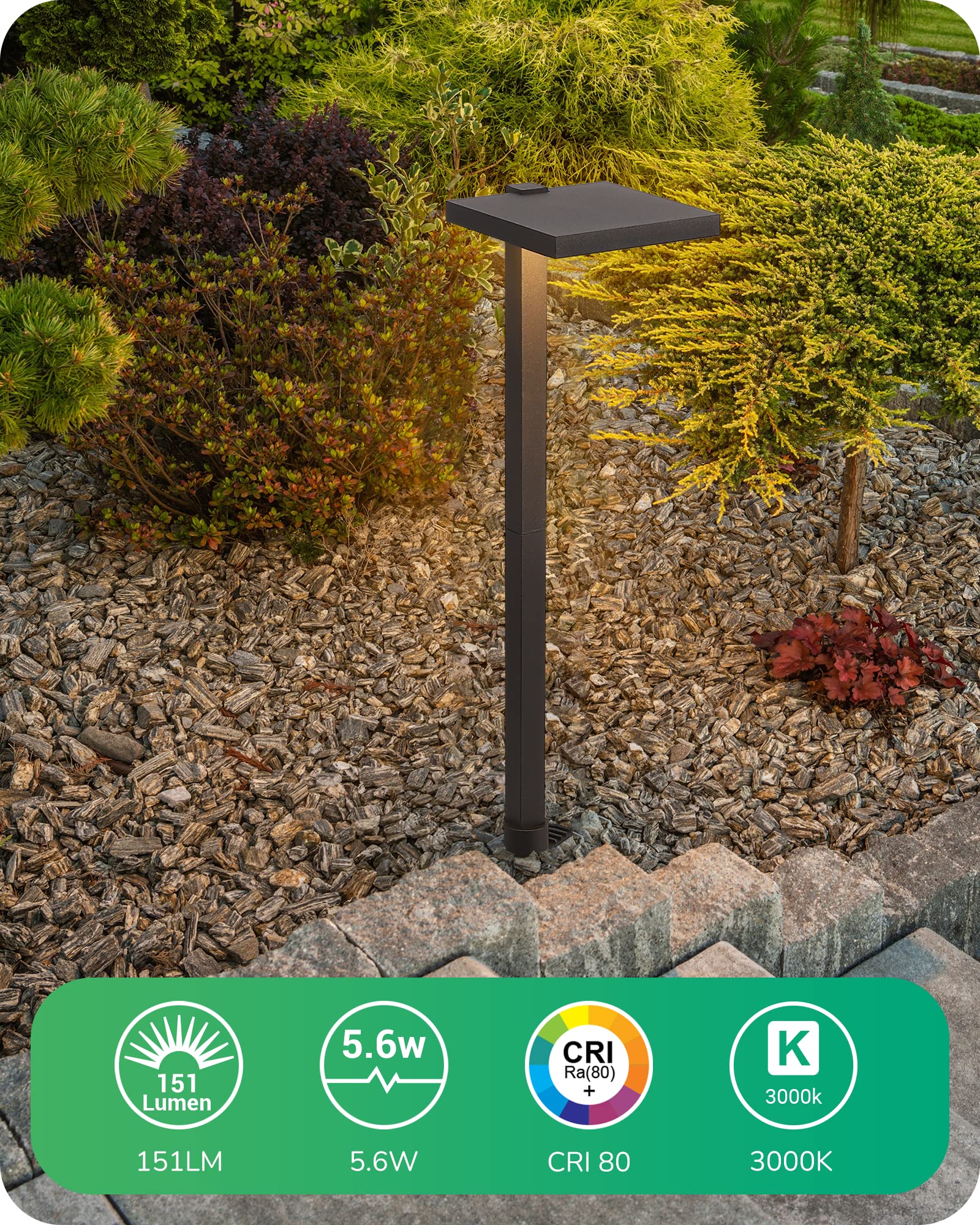 EDISHINE Low Voltage LED Landscape Lights 5.6W 151LM 3000K Waterproof, 12V Aluminum, Black, Model JDO1501LX-04, 4 Pack