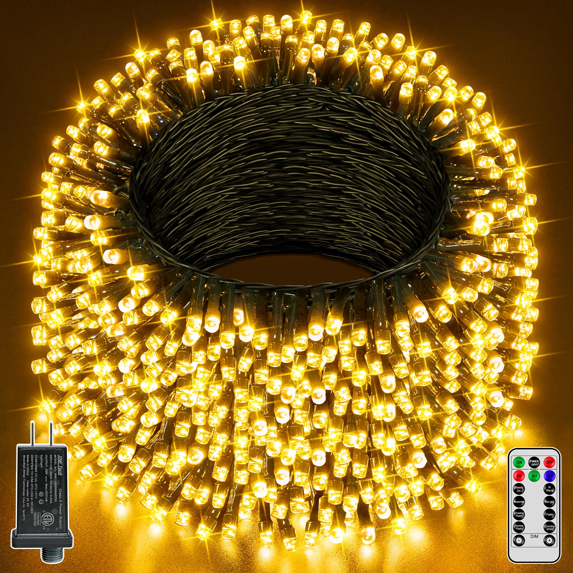 Guhope Christmas Lights 131Ft 400 Led  Christmas Tree Light With 8 Lighting Modes  Outdoor Waterproof String Lights With Remote And Timer  Fairy Light For Holiday Decor (Warm White)