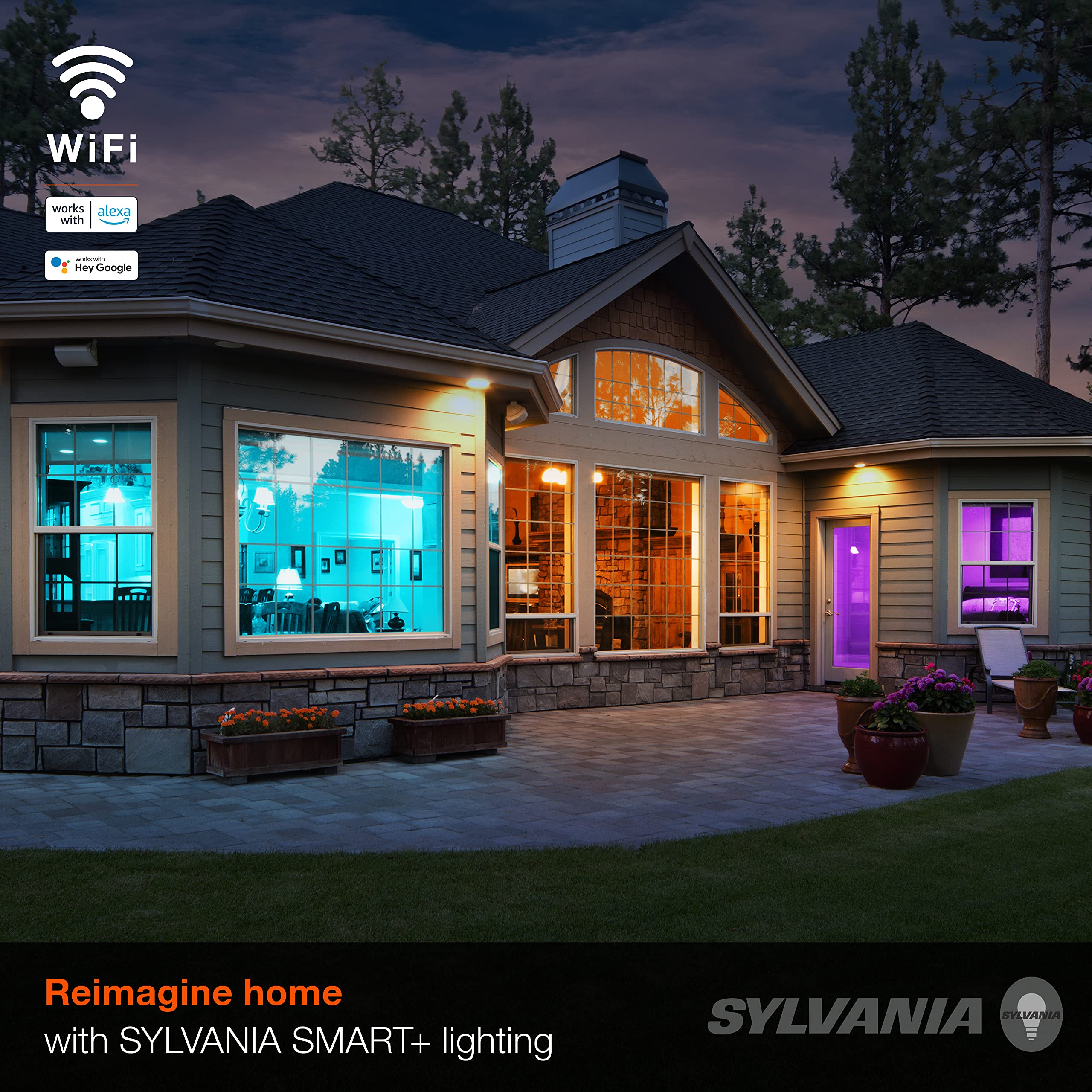 LEDVANCE SYLVANIA Wifi LED Smart Light Bulb, 60W Equivalent, Dimmable, Full Color, 4 Count, Model 75674