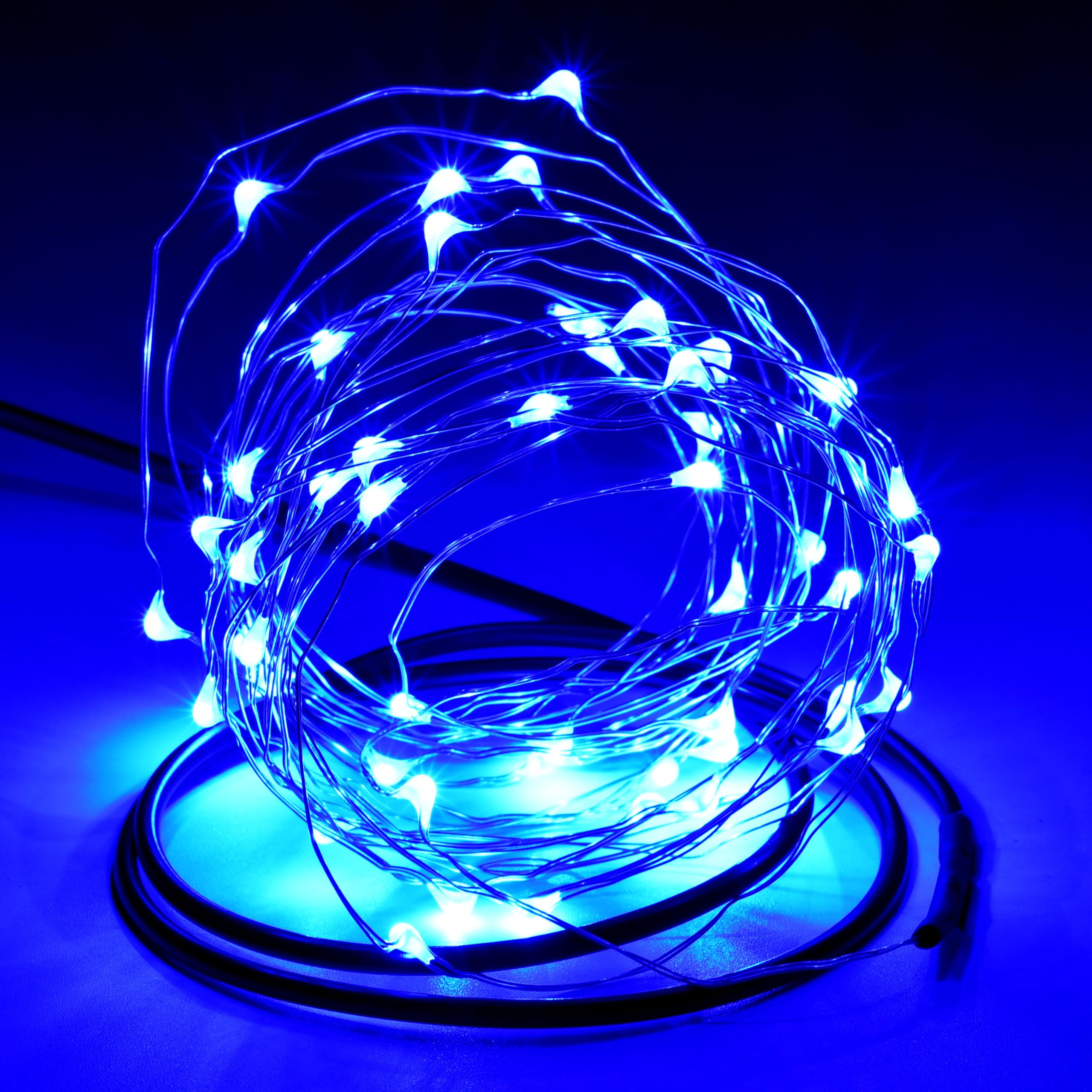 Karlling Usb Plug In Led Fairy Lights 5 Packs Of 50 Led Bulbs 16 Ft Silver Wire Waterproof Starry String Lights For Bedroom Patio Garden Party Wedding Commercial Lighting (Blue)