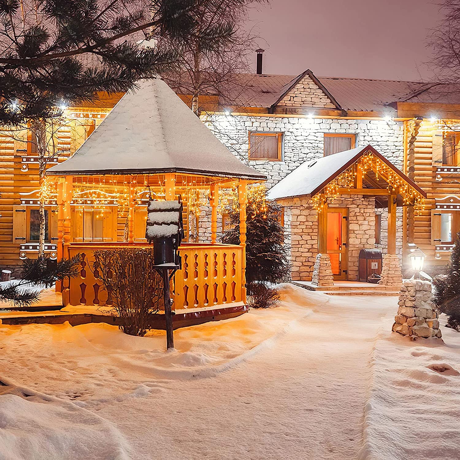 Jmexsuss 77.8Ft 800 Led Icicle Lights Outdoor Waterproof Icicle Christmas Lights With 80 Drops Warm White Icicle Lights Indoor D