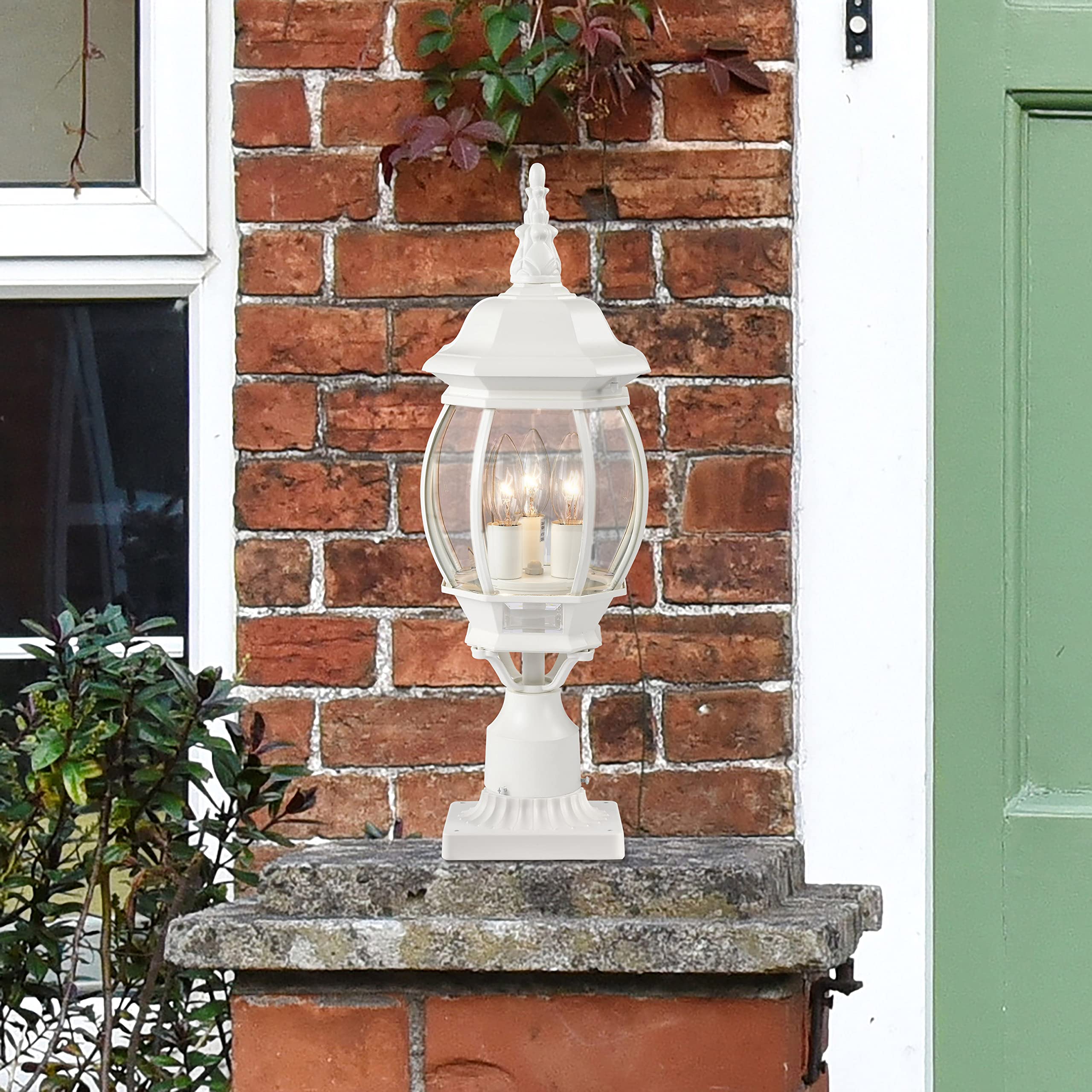 Nuvo Lighting 60/897 Traditional Three Light Post Mount From Central Park Collection In White Finish