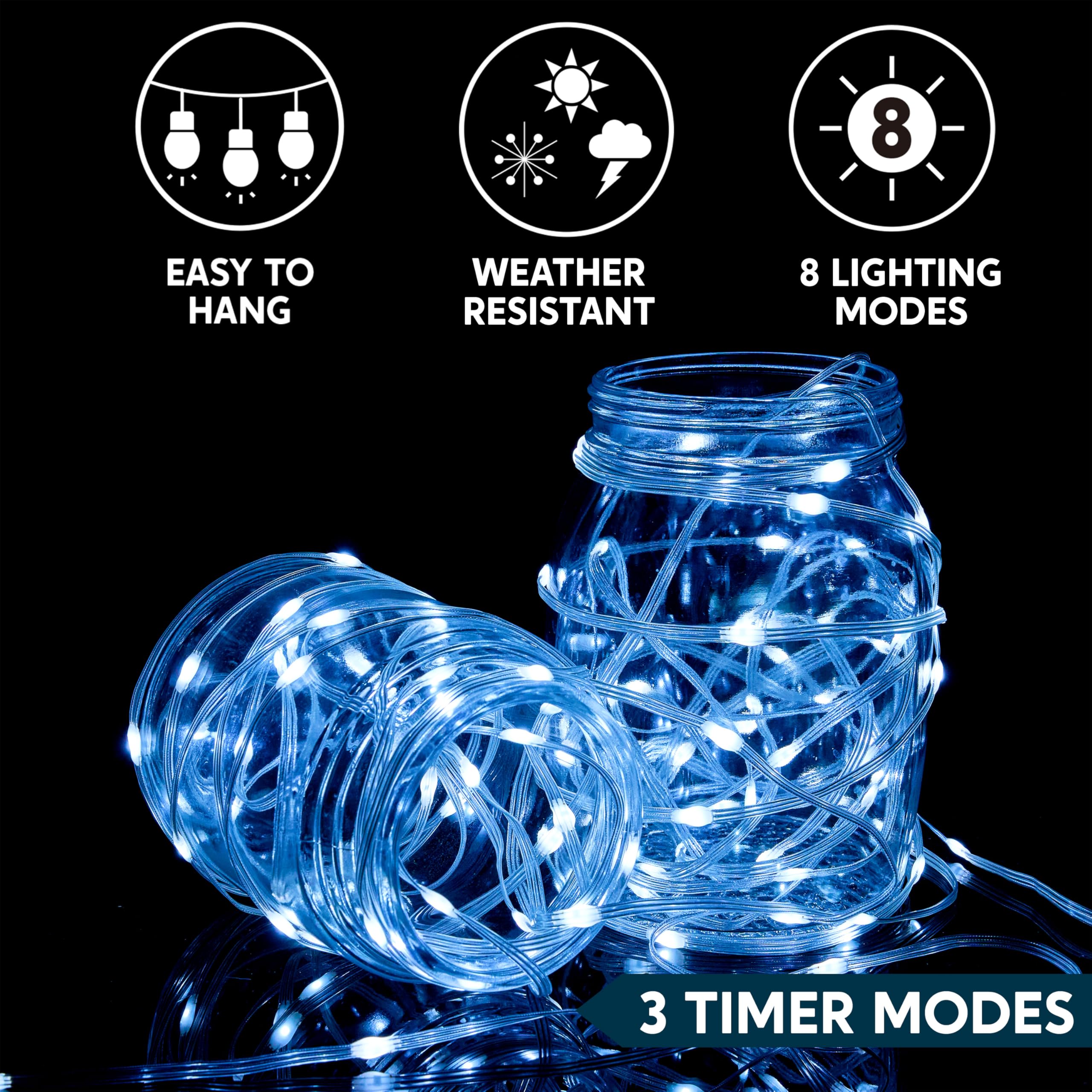Joiedomi 1200 LED Christmas String Lights, 394FT Cool White, 8 Modes Timer, Plug-in with Reel, Model GP-SW290DC0209-IP44