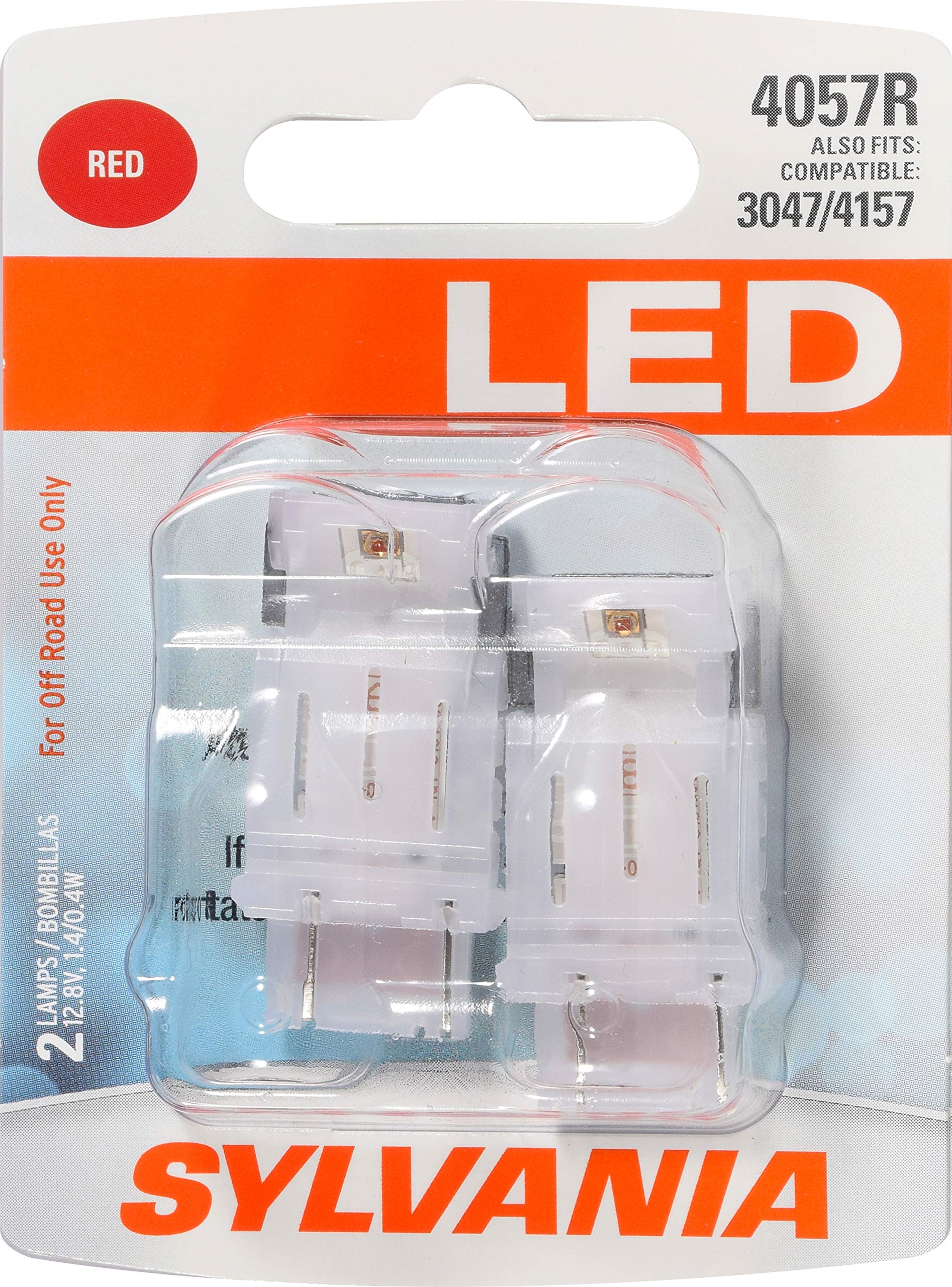 SYLVANIA - 4057 LED Red Mini Bulb - Bright LED Bulb, Ideal for Stop and Tail Lights (Contains 2 Bulbs)