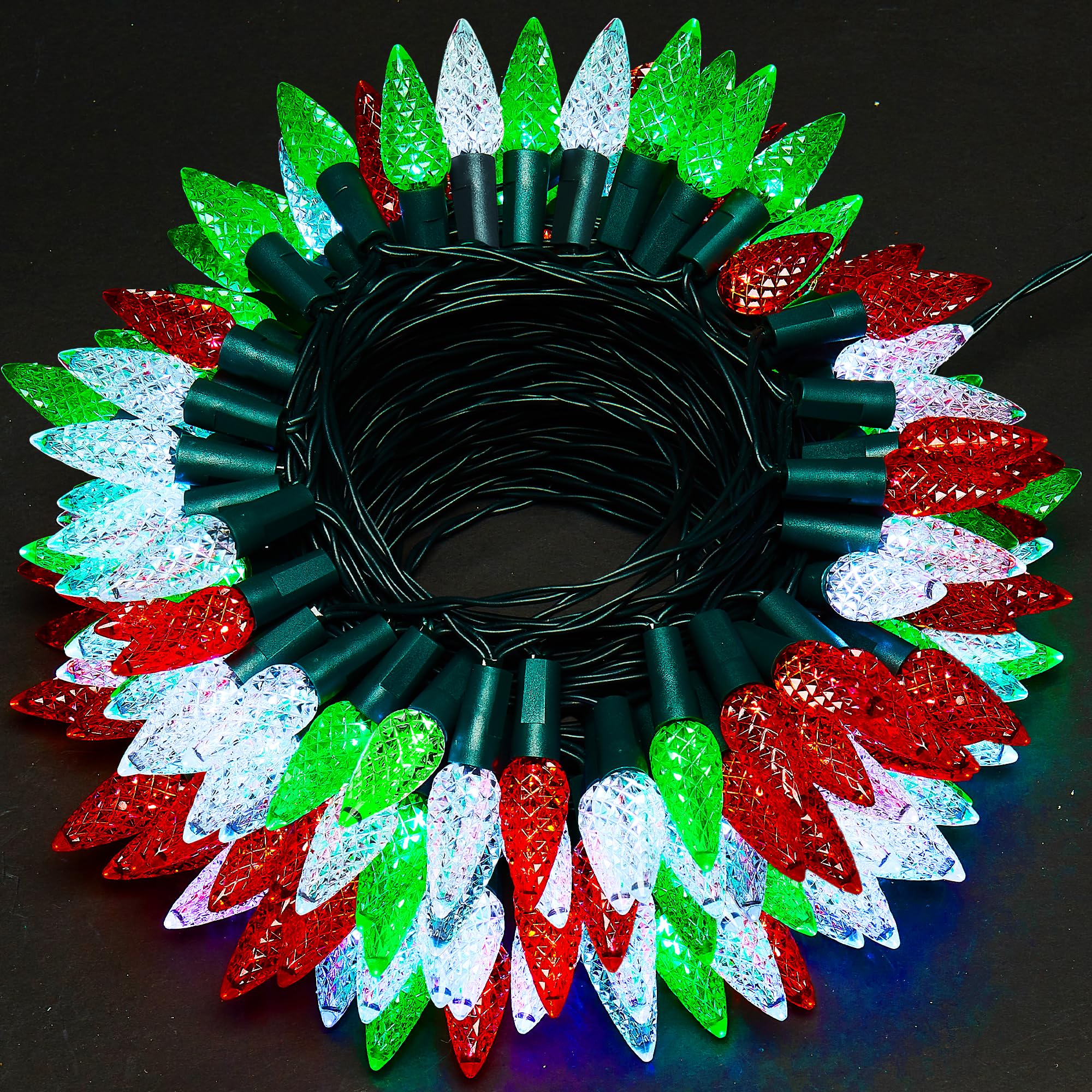 WBao C6 Battery Operated Christmas String Lights  100 LED 33ft with 8 Modes  Timer  Waterproof for Indoor Outdoor Christmas Trees  Fence  Stairs Xmas Decorations  Red Green White