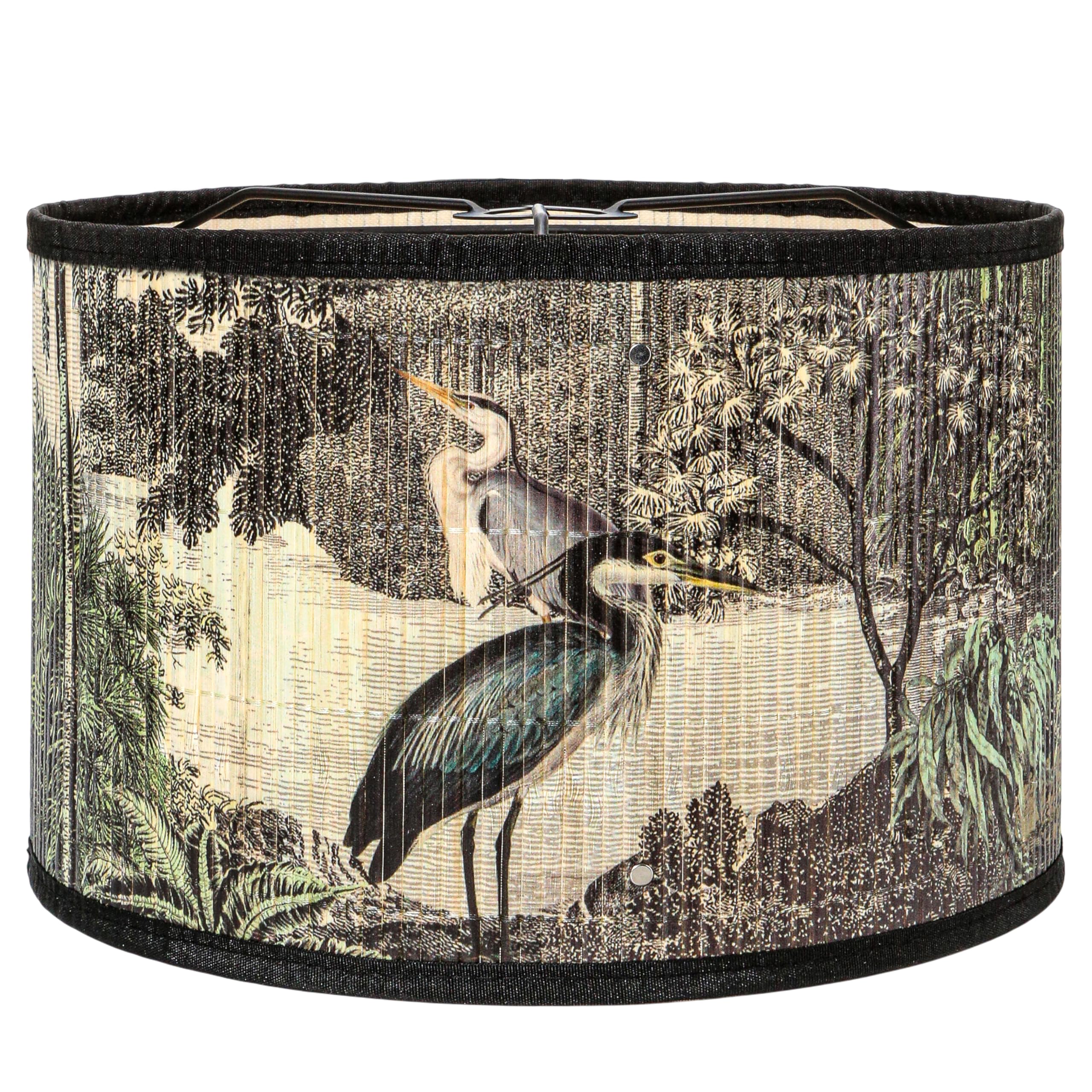 Printed Lampshade Retro Art Deco Lamp Shade Drum Print Chandelier Cover for E26 E27 Lampholder  Decorative Bamboo Lampshade for Floor Table Hanging Light  11.8 x 7.9 Inch Vintage Japanese Tropical
