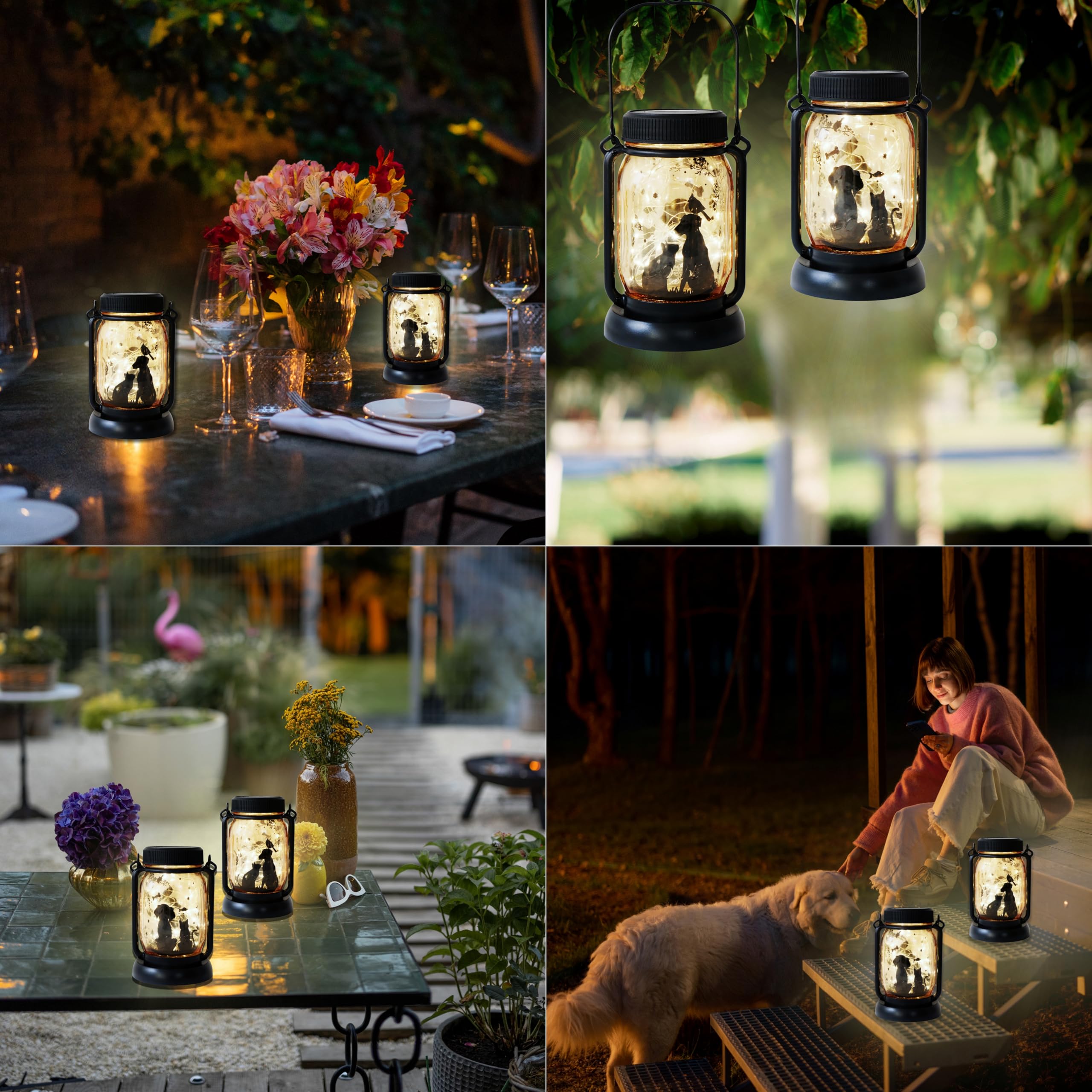 Cat Dog Solar Lanterns, Outdoor Solar Lights, Cat Lamp, Dog Lamp, Garden Decor, Patio Decor, Gifts For Cat Lovers, Gifts For Dog