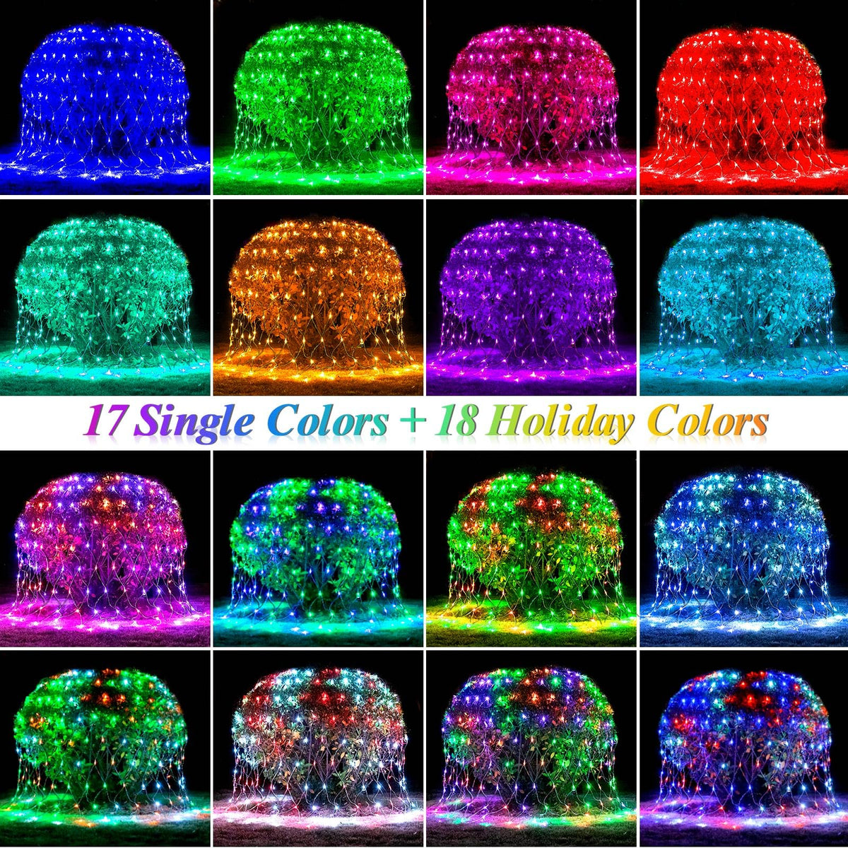 204 Led Net Lights 35 Colors Changing Christmas Net Lights Outdoor 9.8 ...