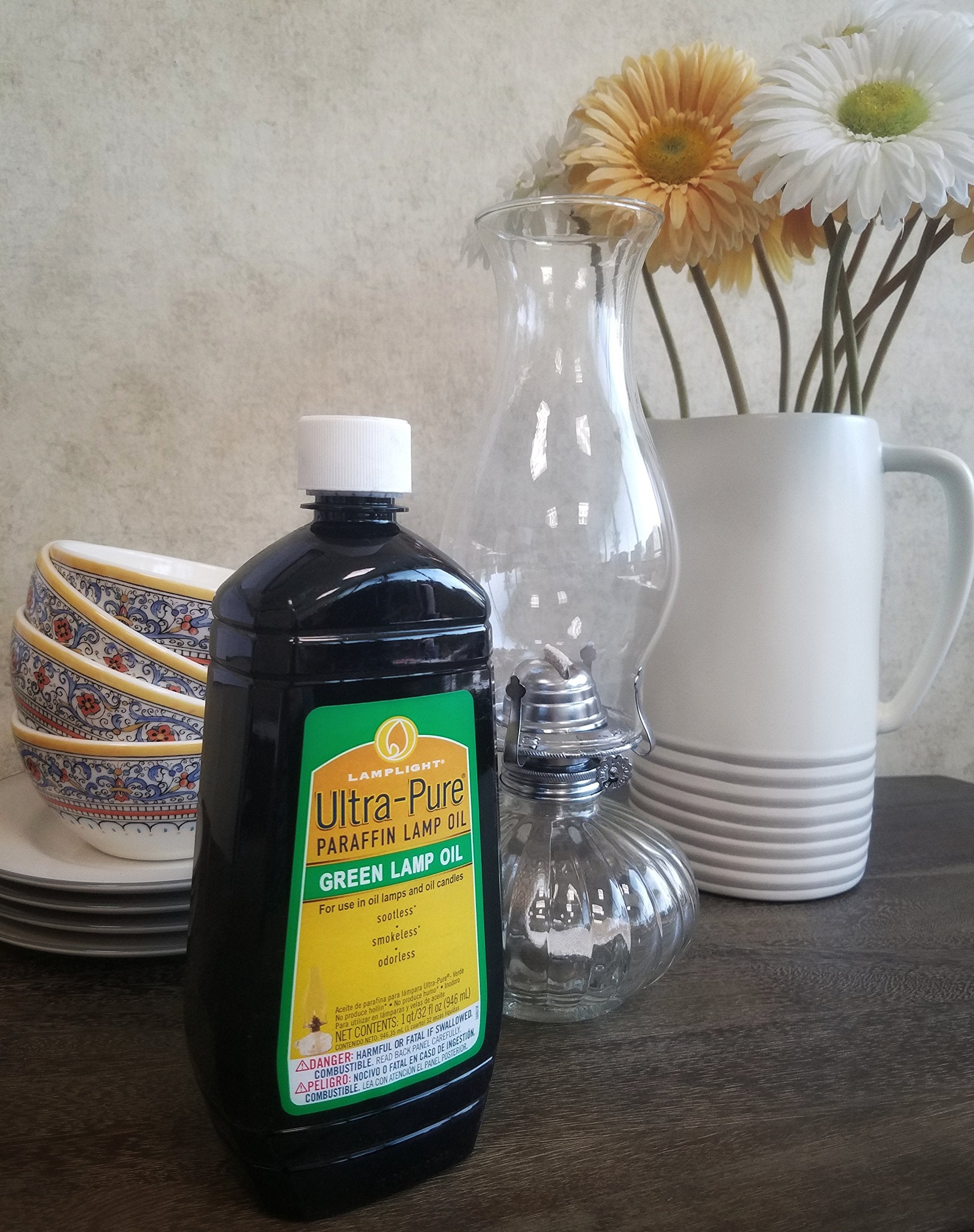 Lamplight ¼ Gallon (32 Oz) Ultra-Pure Lamp Oil Green - Liquid Paraffin Oil For Indoor Use, Sootless, Smokeless And Odorless, Emergency Kit Green