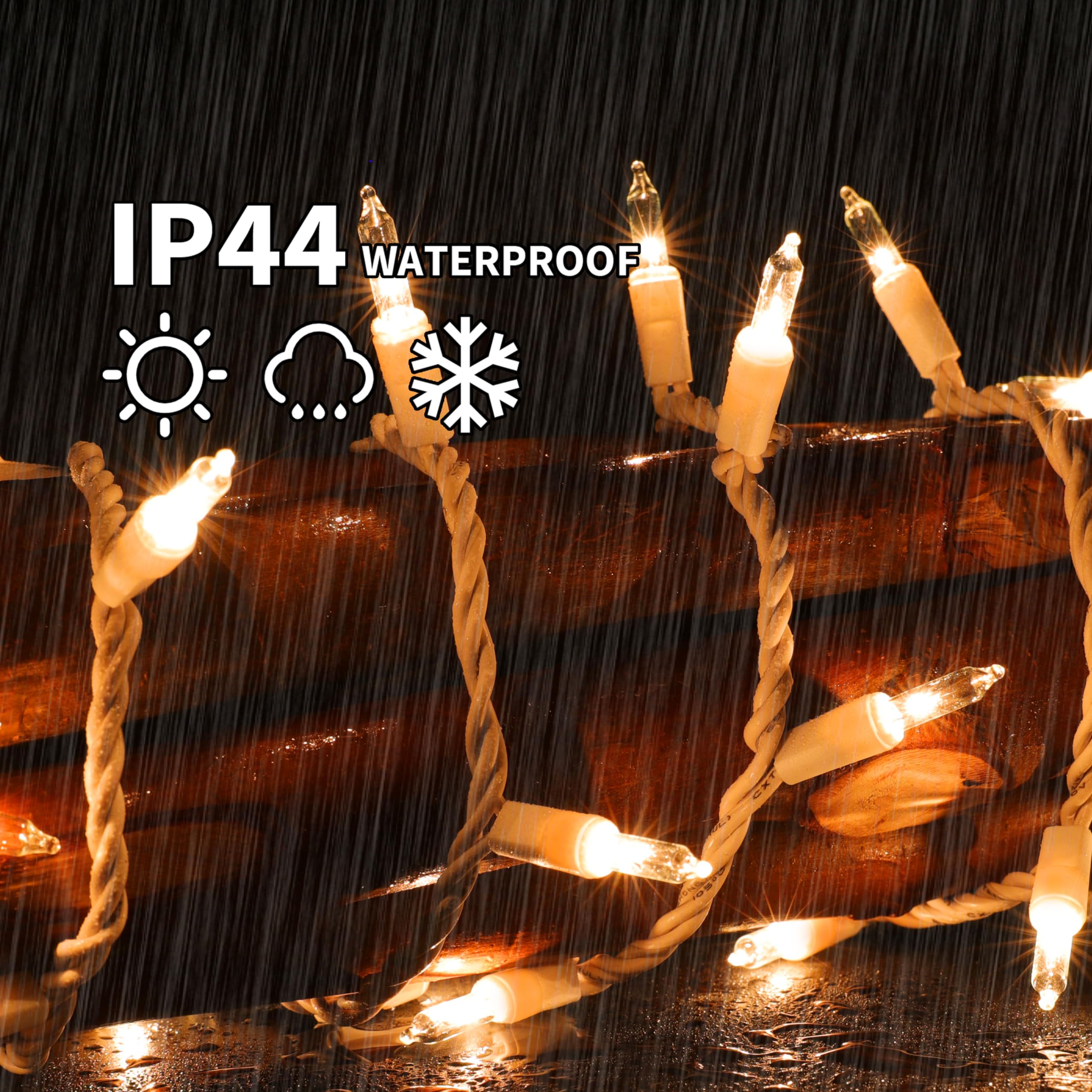 Lamphome Super-Bright Extendable Clear White Wire Christmas Lights Decoration 100Lights 19.6Ft Ul Certified Mini Bulb String Lights Set For Outdoor Christmas Tree Garden Holiday Patio Decor