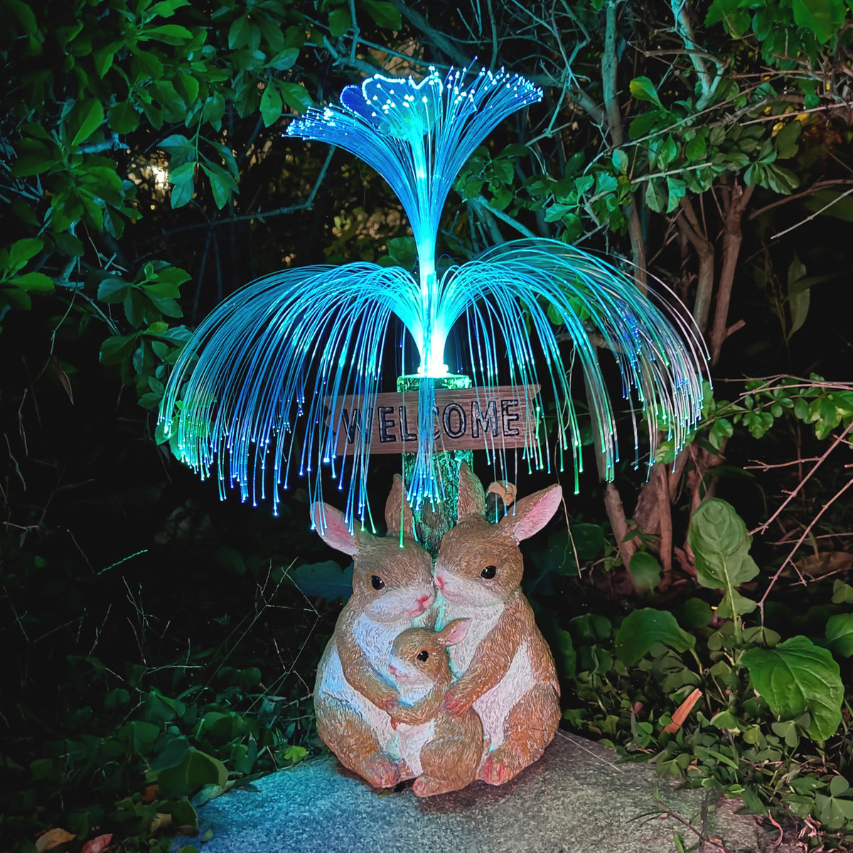 RCTTICUU Solar Rabbit Garden Statues,Resin Rabbit Family Figurine with ...