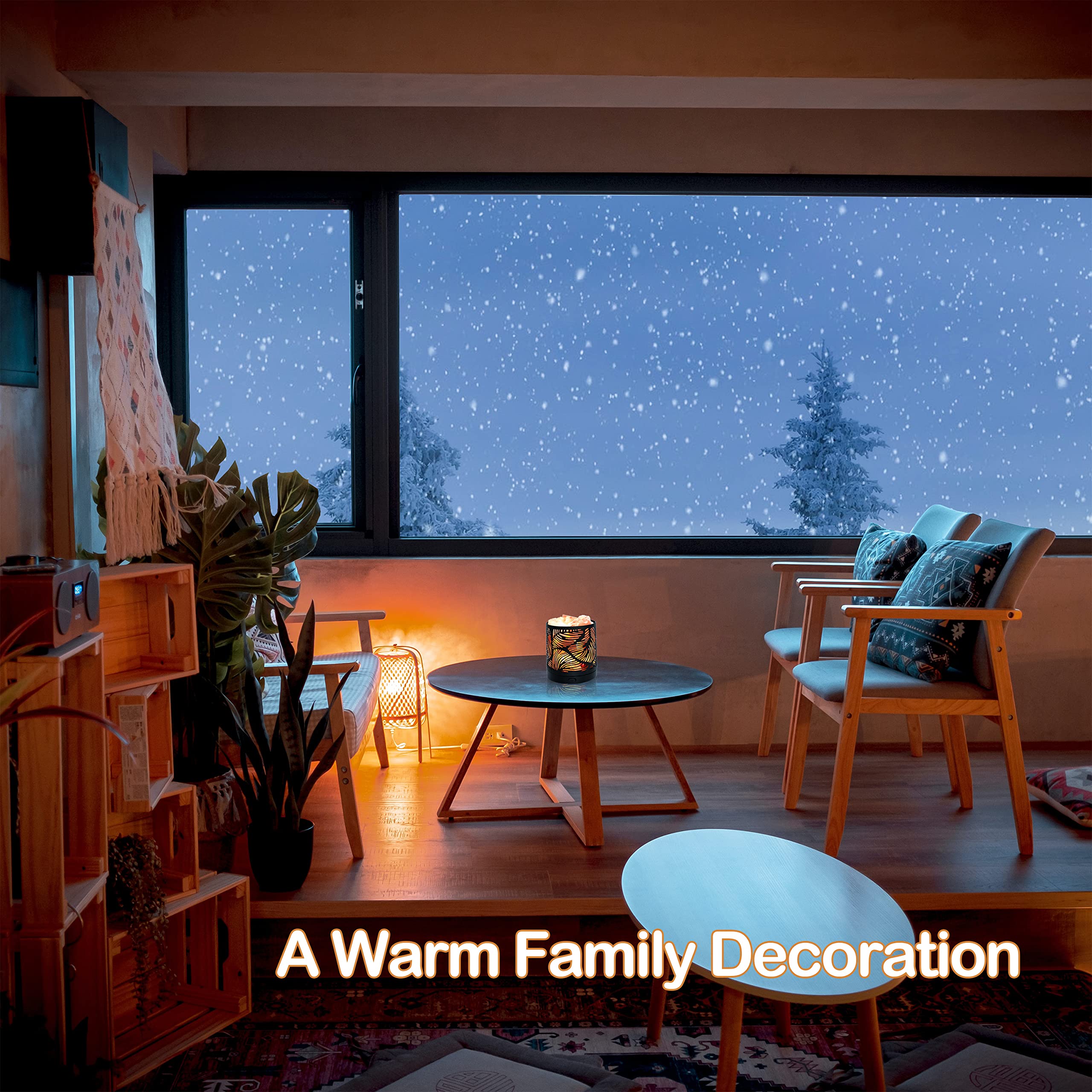 SUNYA Himalayan Salt Lamp - Metal Basket, 5 LED Bulbs, USB Power, Pink Rock Salt, Color: Sand Sea, Model: YETI-3