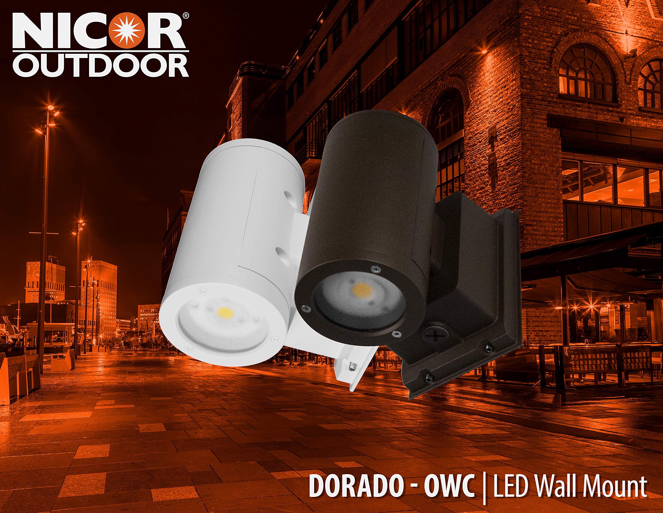 Nicor Outdoor Owcr4U1035Mv30Wh Dorado 35W Round Led Wall Mount, 3000K, White Outdoor Cylinder Light, 4