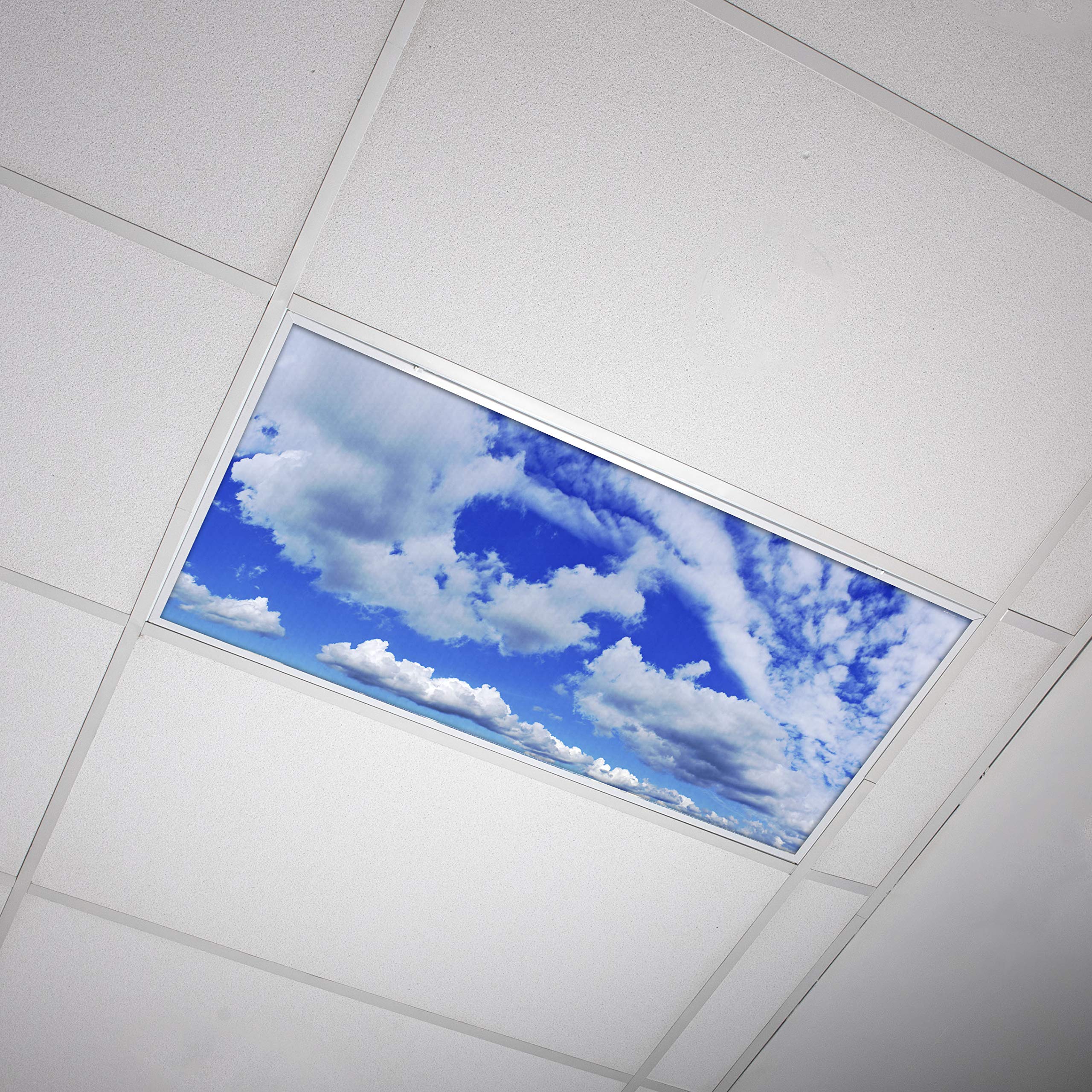 Octo Lights Fluorescent Light Covers - 2X4 Backlit Film, Altocumulus Sunscape, Model Cld-007, Improves Focus & Reduces Headaches