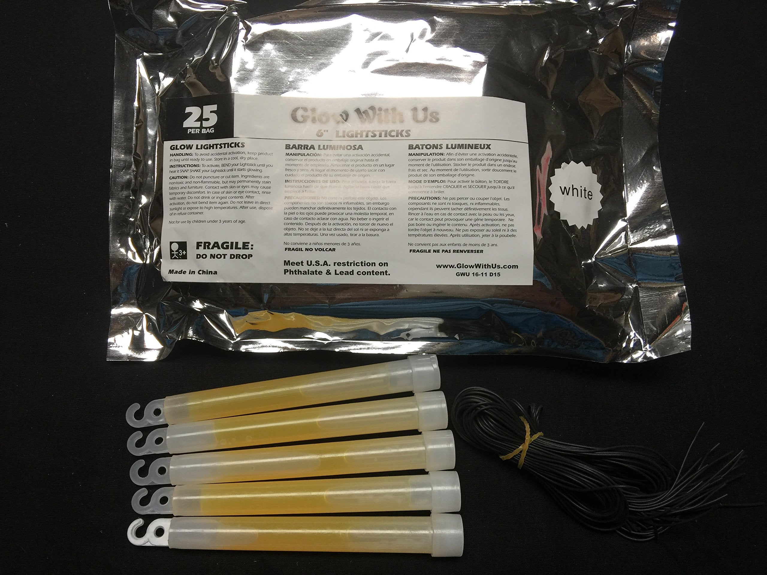 Glow Sticks Bulk Wholesale, 1200 6    Industrial Grade Light Sticks, Bright Red/White/Blue Patriotic Colors, Glow 12-14 Hrs, Glo