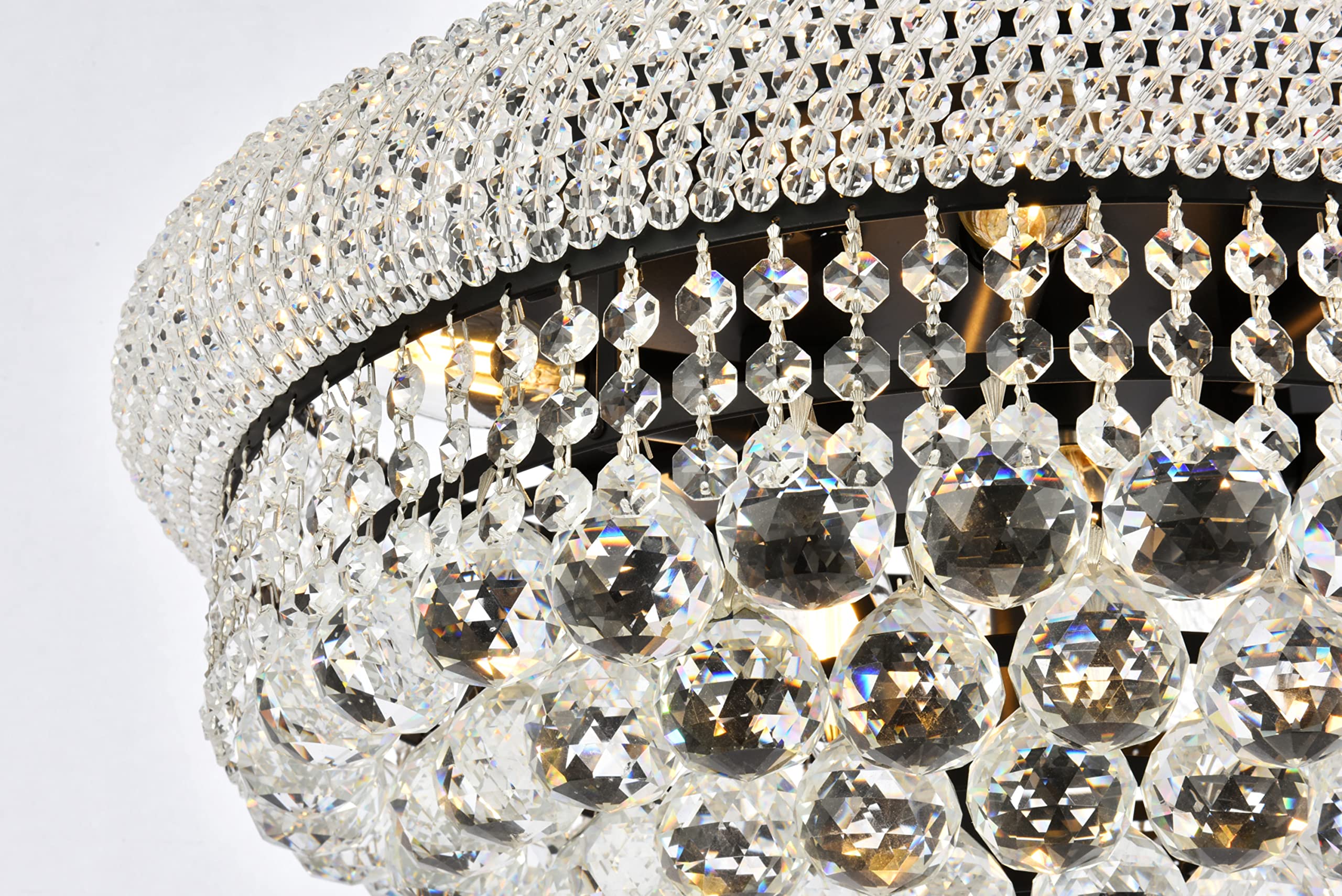 Elegant Lighting 10-Light Crystal Chandelier, Chrome Finish, Model 1800F20C/RC, Clear Crystals, Flush Mount