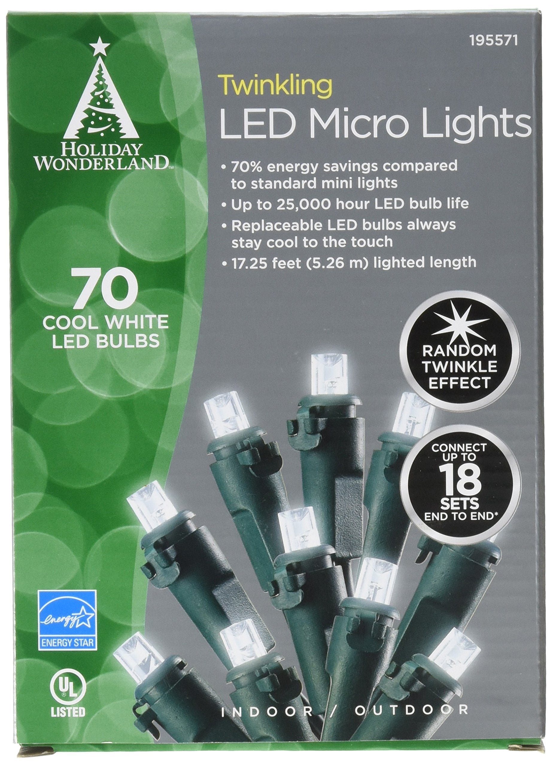 NOMA/INMLITEN-IMPORT 47901-88A 0 70 Count, Twinkling Cool White, Micro LED Light Set, 3&quot; Spacing