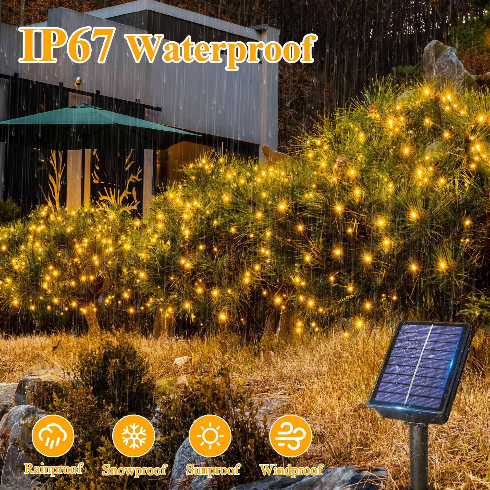 Ollny Solar String Lights Outdoor, 2 Pack Total 80Ft 240Led Solar String Lights, 8 Modes Ip67 Waterproof Fairy Lights For Outsid