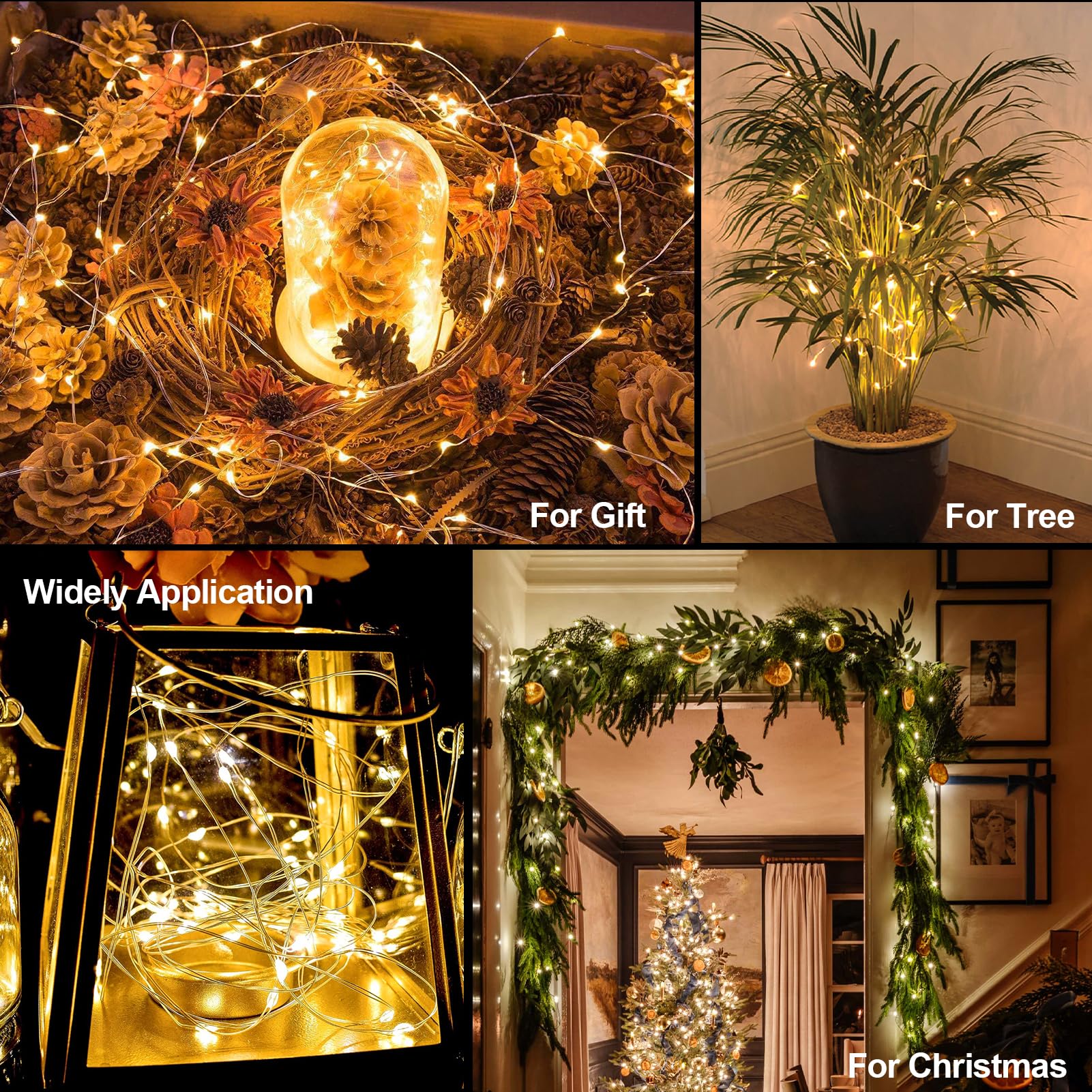 Echosari Fairy Lights - 50 Led Copper Wire Twinkle Lights, 16.4Ft, Warm White, 2 Lighting Modes For Christmas, Wedding, Dorm, Holiday Decor
