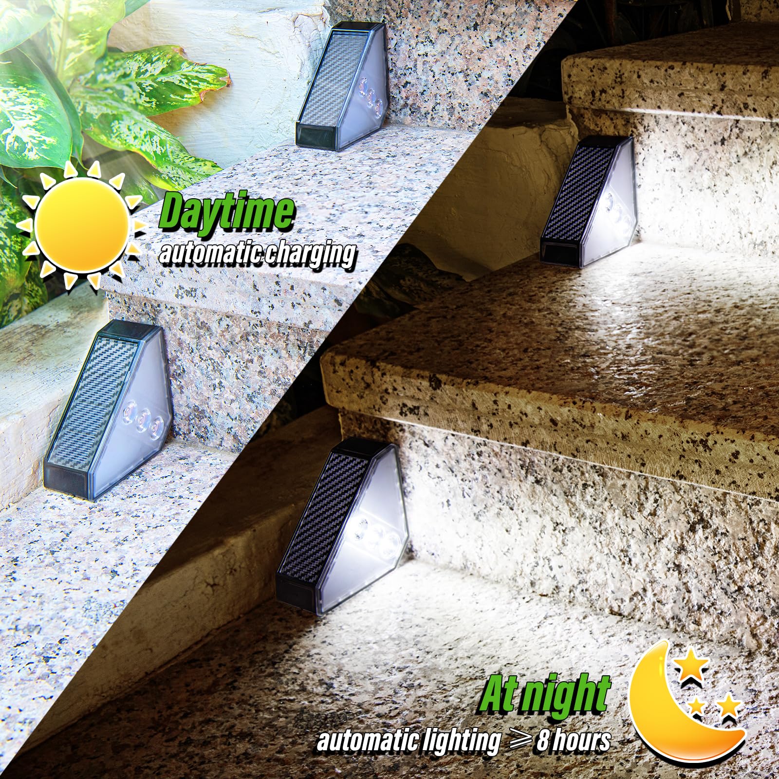 Jsot Solar Step Stair Lights Outdoor Yard Decor 8 Pack, Ip65 Waterproof Deck Lighting For Outside Solar Powered, Solar Garden Li