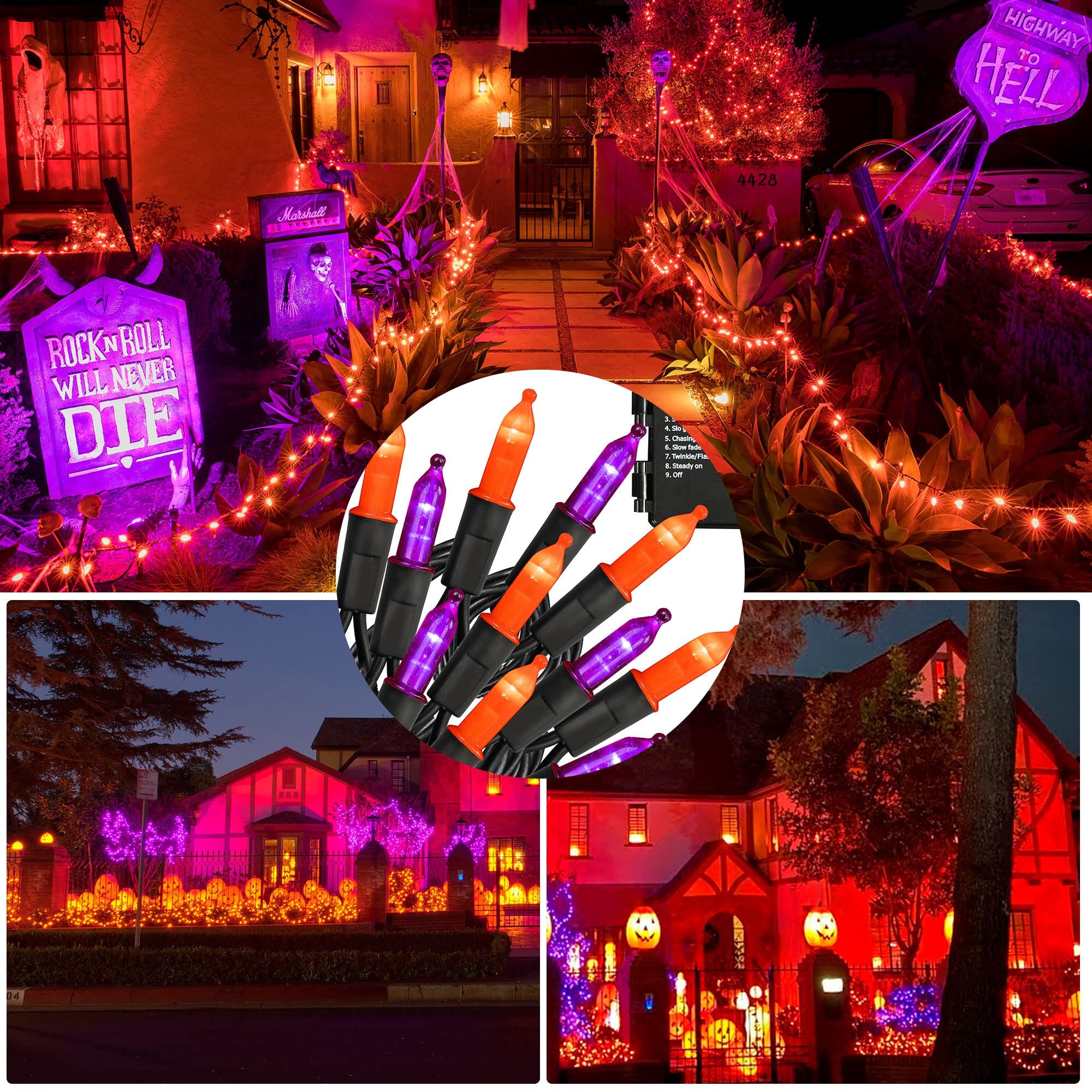 NEROSUN Halloween Mini String Lights, 2 Pack Total 100 LED 32 FT Waterproof Battery Operated Fairy Lights with 8 Modes, Hallowee
