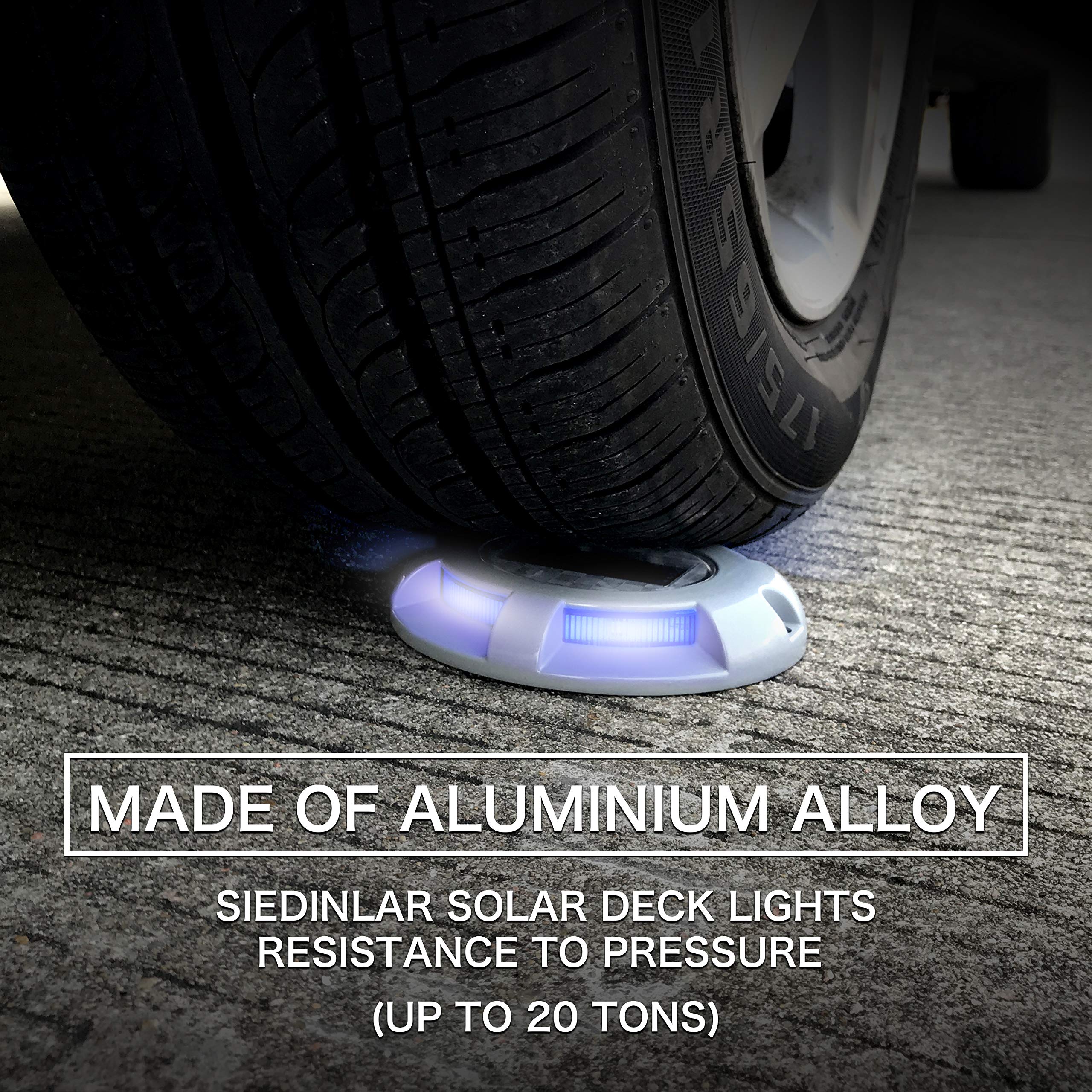 SIEDiNLAR Solar Deck Lights Driveway Dock Light LED Solar Powered Outdoor Waterproof Road Markers for Garden Step Sidewalk Stair