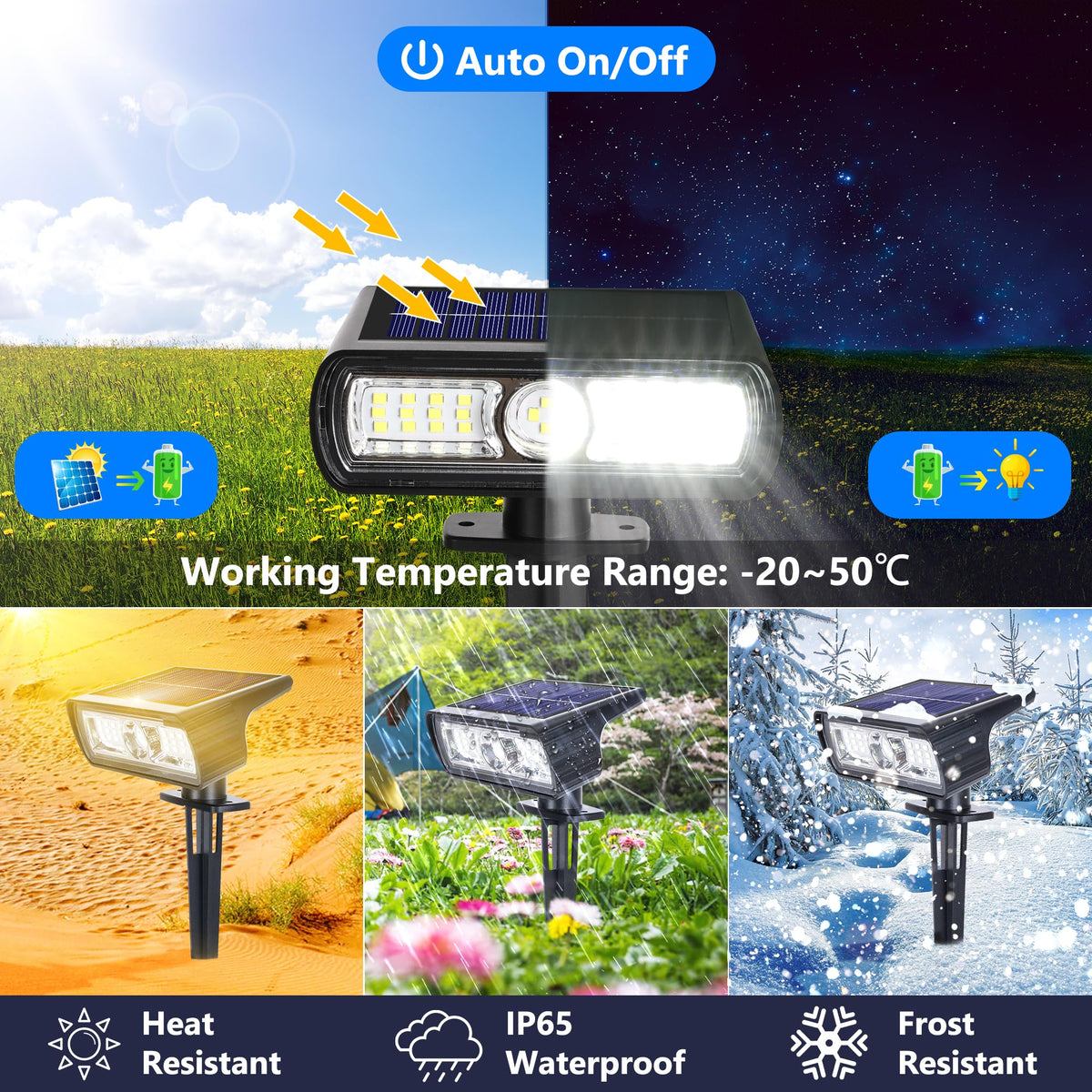 Toodour Solar Spot Light Outdoor 6 Pack Solar Lights Outdoor With 2 Mo ...