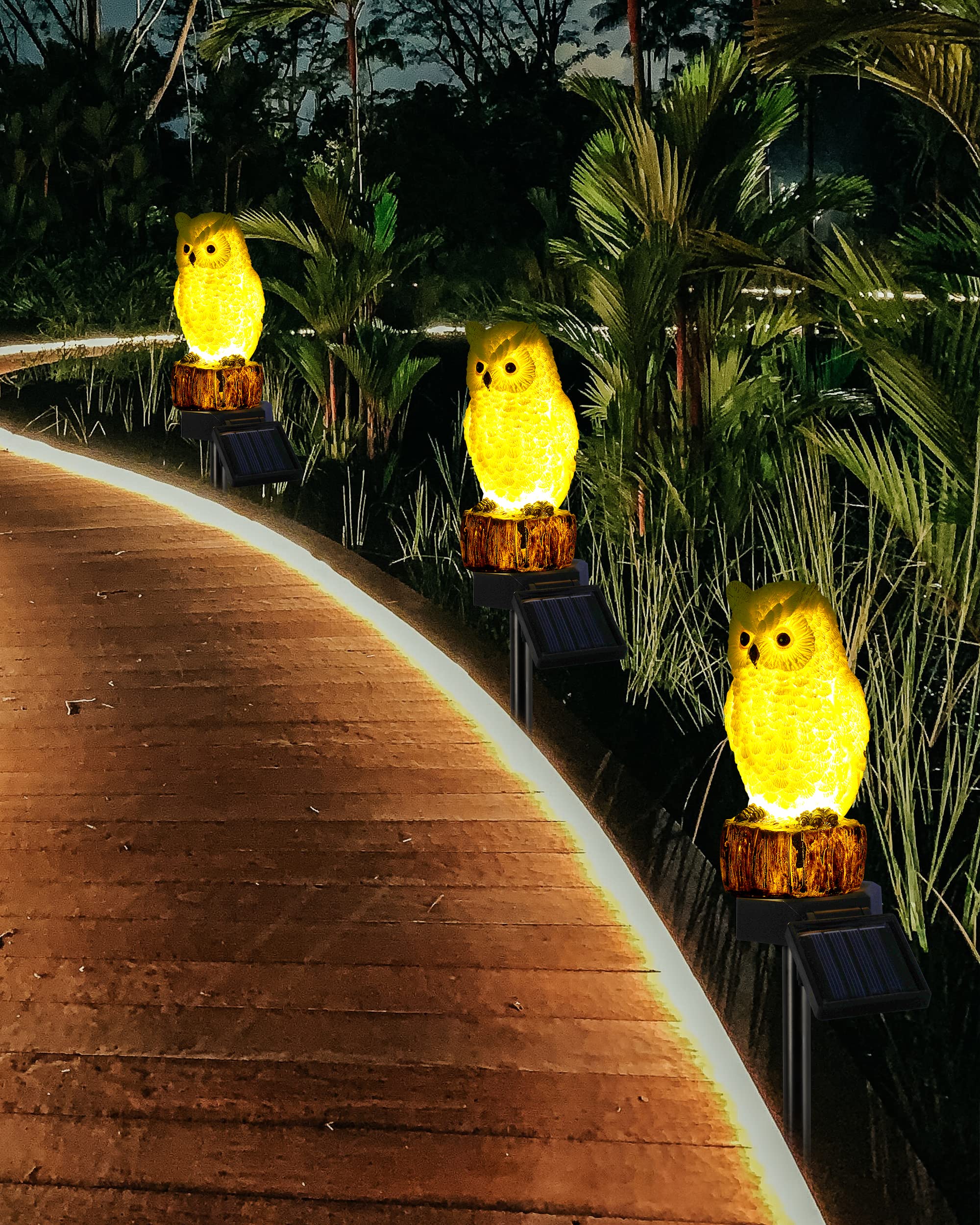Istatue Owl Solar Decorative Garden Stake Lighting, Waterproof Cute Animal Outdoor Figurine Lights Ornament Statue Decor For Pathway, Patio, Lawn Housewarming (Owl)