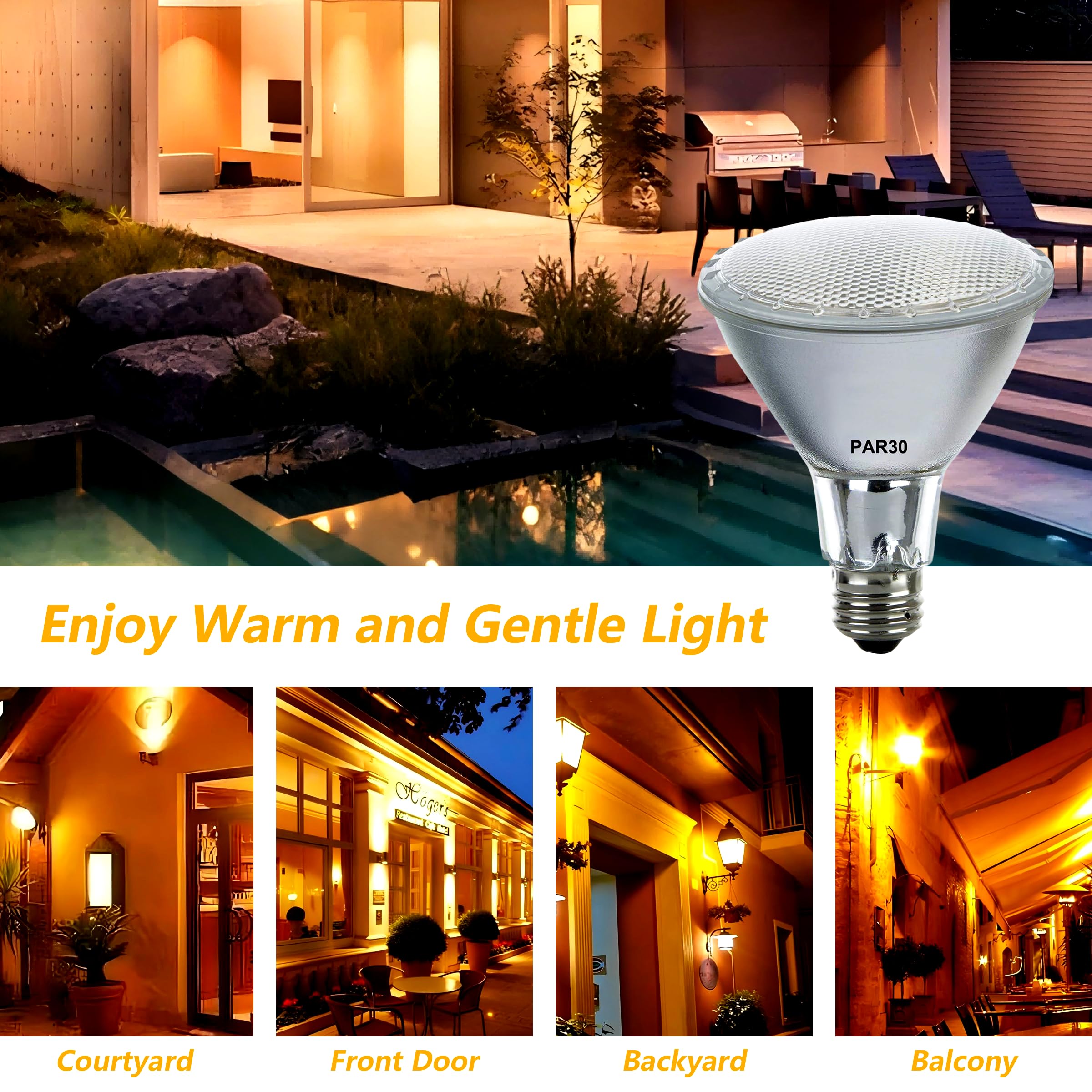 Misdood Par30 Long Neck Halogen Flood Light Bulbs  120V 39W Par30 Light Bulb  E26 Medium Base  2700K Warm Lighting  3000 Hours For Recessed Light Bulb(6 Pack)