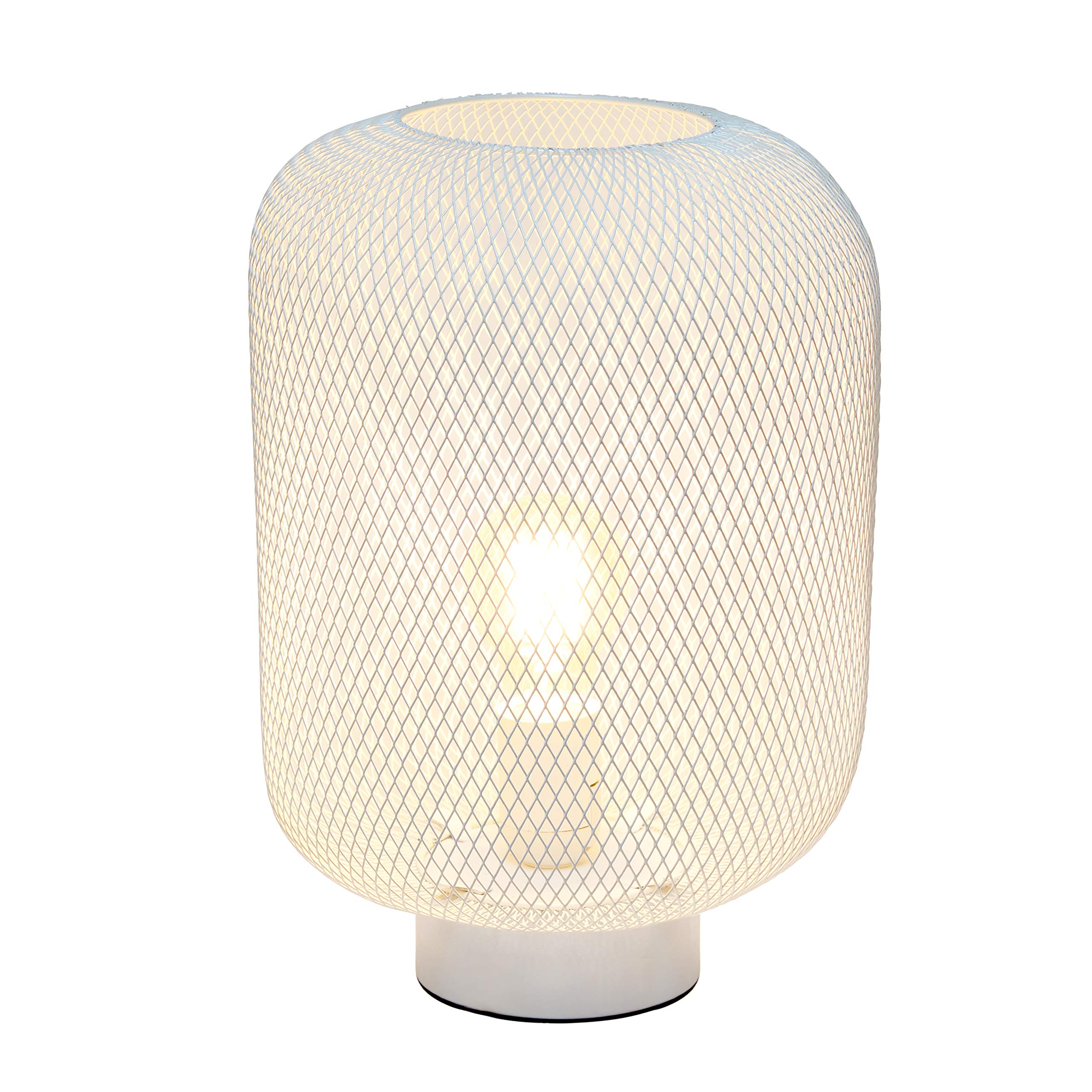 Simple Designs Lt1072-Wht Metal Mesh Industrial Table Lamp, White