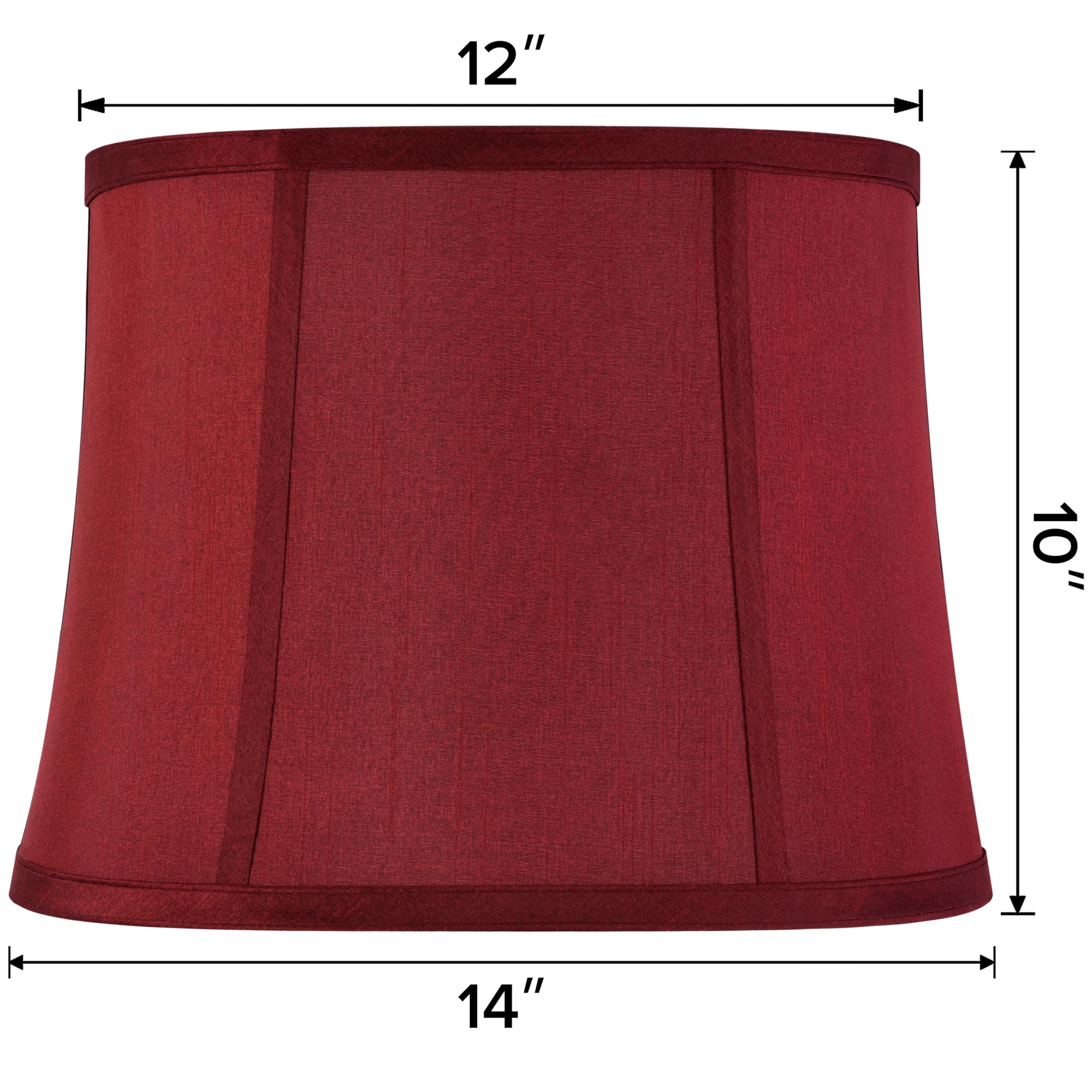 Goso Red Lamp Shades Set Of 2 Large Drum,12X14X10 Inch Spider Vintage Lamp Shade For Floor Lamps Table Lamp,Natural Faux Silk Fa