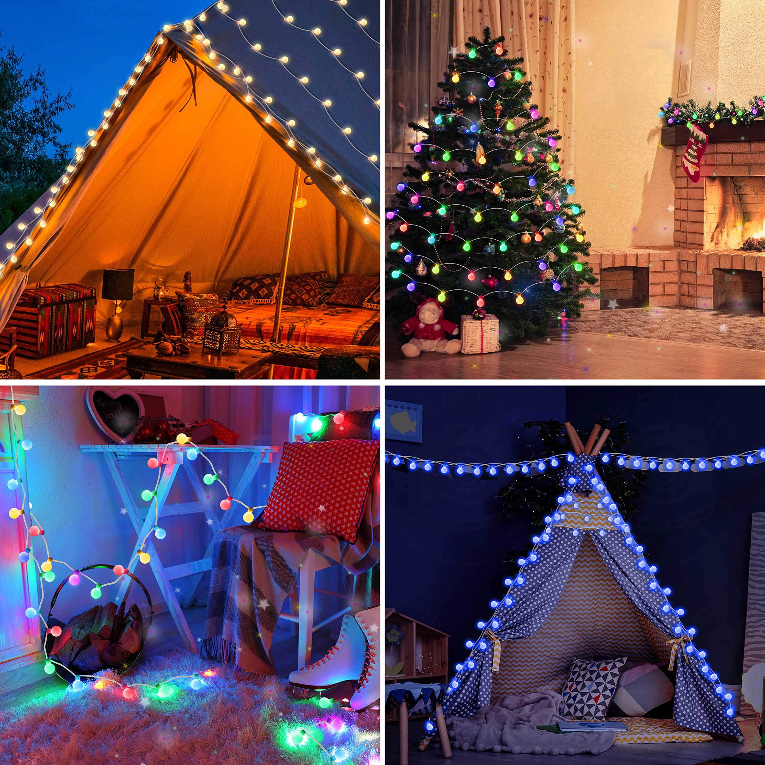 OMIKA Smart Color Changing String Lights, 29.5ft, 60LED, USB Powered, APP Remote, Music Sync, Globe Fairy Lights for Indoor/Outdoor Decor