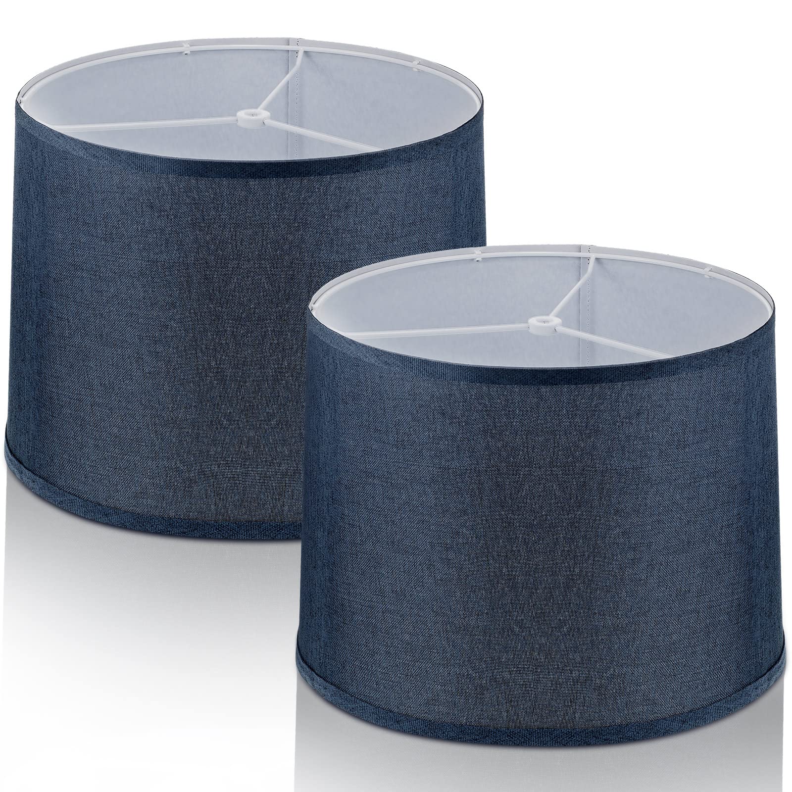 Nuanchu Set of 2 Drum Lampshade Natural Linen Lampshade medium 11.6 Inch Top x 12.6 Inch Bottom x 9.8 Inch High Classic Fabric L