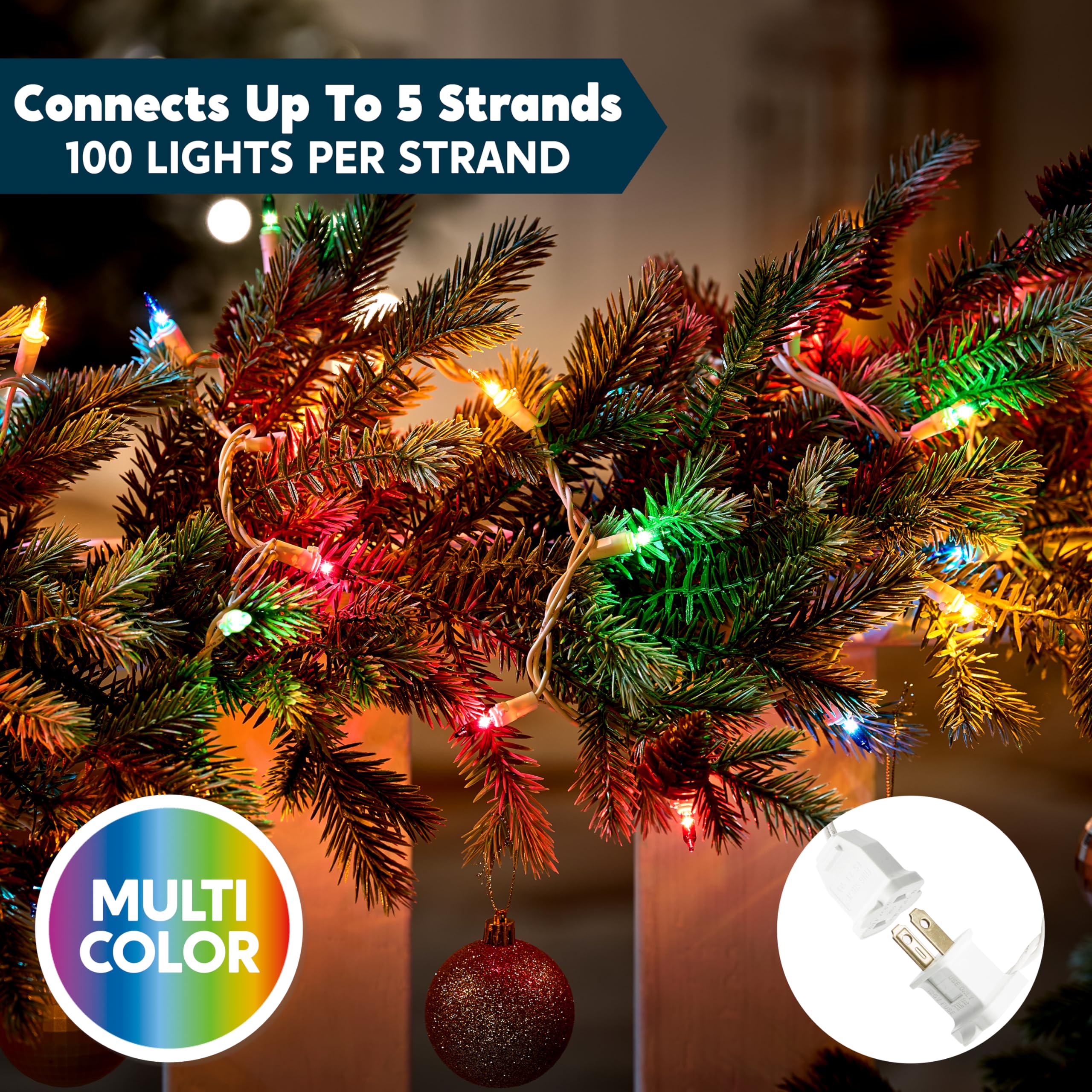 Joiedomi Christmas String Lights, 200 Mini Multicolor Fairy Lights, 42.6Ft White Wire, Indoor Lighting Decor For Holiday Parties