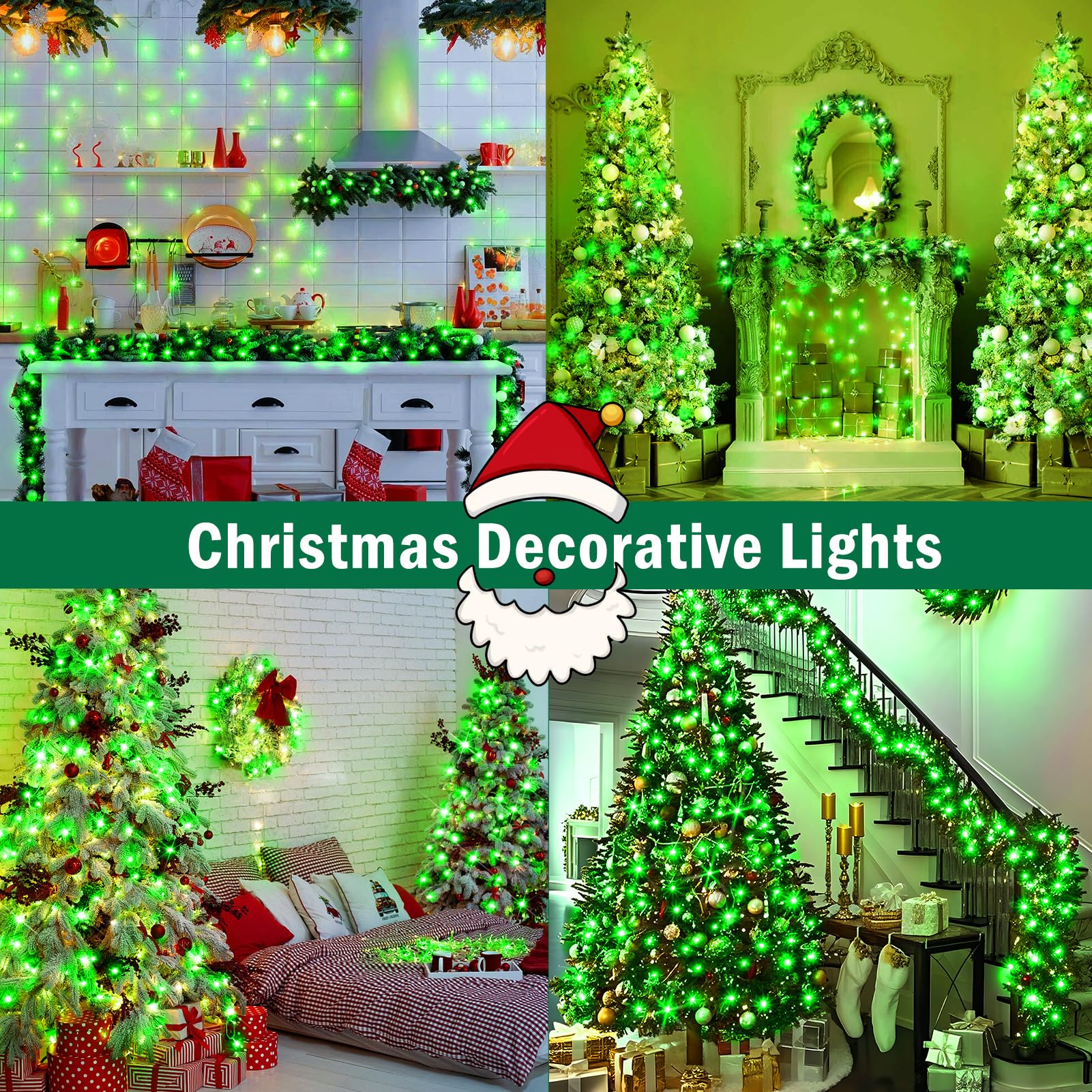 Sauirs 197Ft 500 Led Christmas Lights Outdoor String Lights With 8 Modes Timer Waterproof Fairy Light Plug In For Outside Indoor Party Xmas Palm Tree Yard Wedding Decorations(Green)