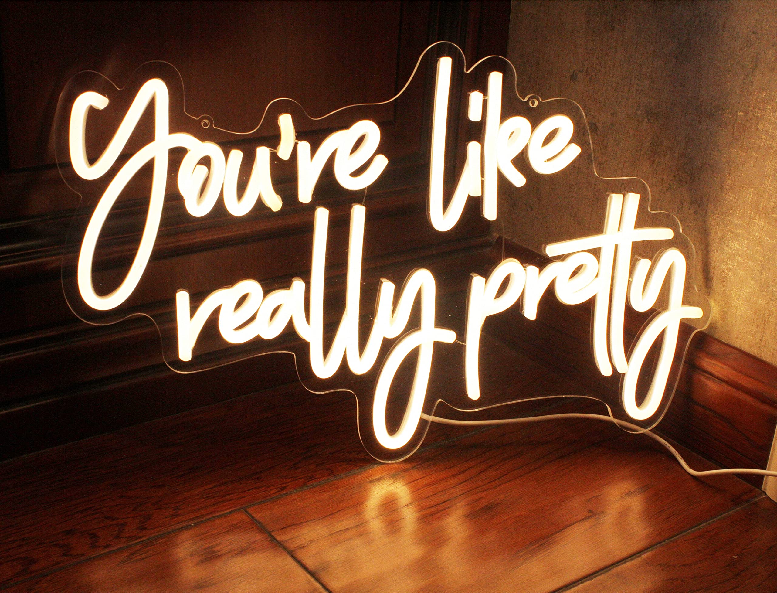 DAKABUKA LED Neon Sign Warm White Wall Decor for Bedroom, 16.9in x 10.6in, Acrylic, Model NL011-it pretty warm