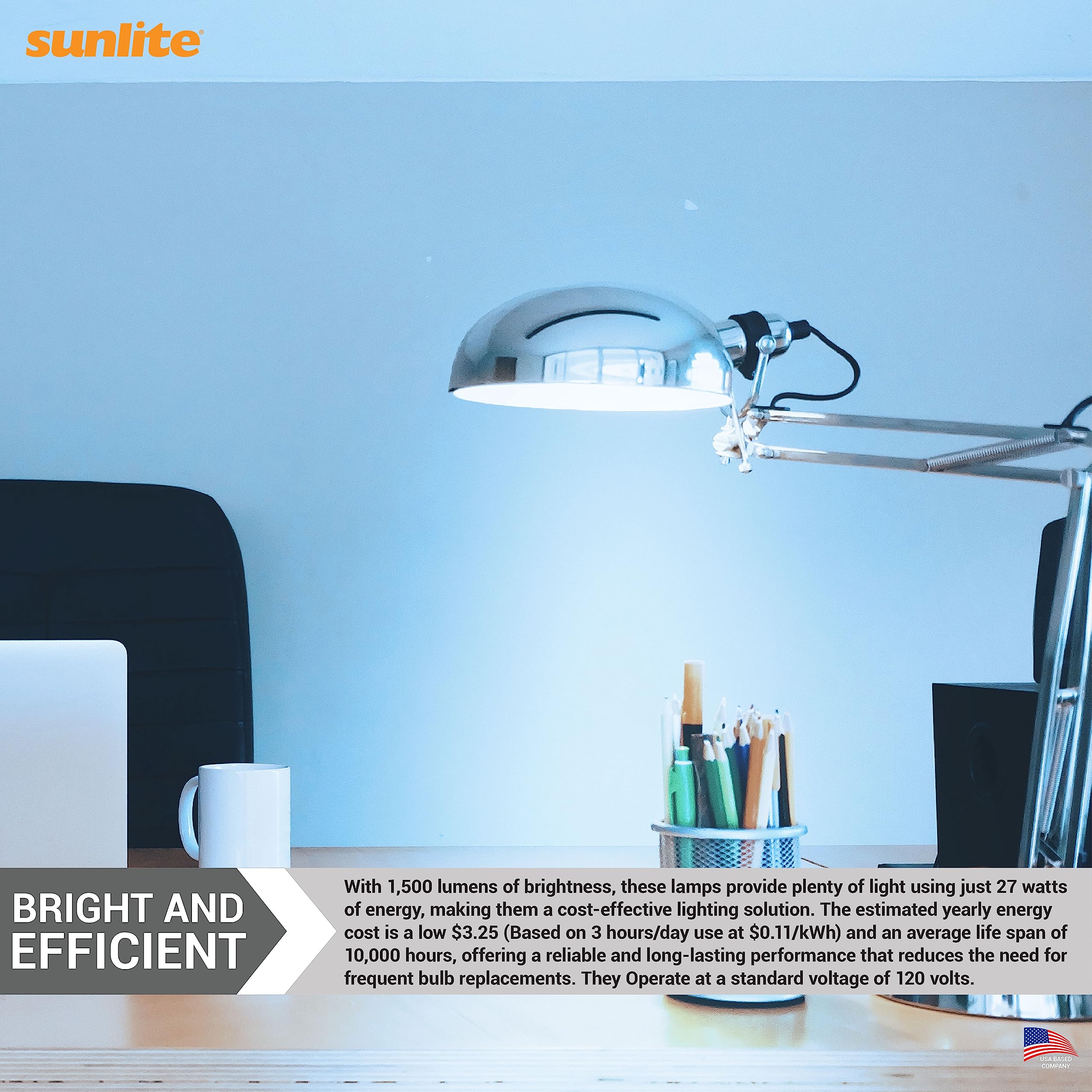Sunlite 27-Watt FML 4-Pin Quad Tube CFL Light Bulb, GX10Q-4 Base, 6500K Daylight, Model FML27/65K,
