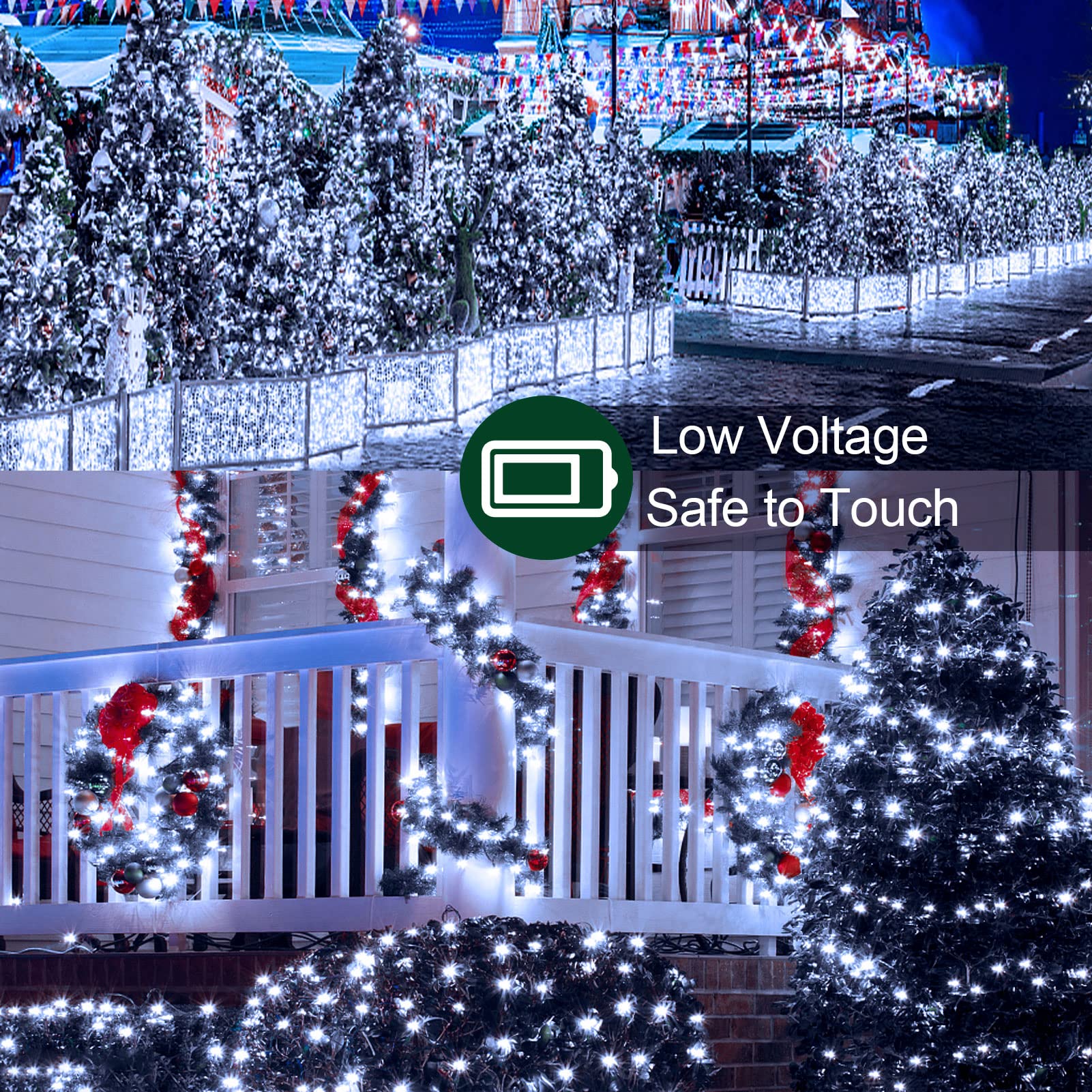 Garden Net Lights Waterproof Battery Operated With Remote, 8 Lighting Modes, Timer, Dimmable, White Net Mesh Fairy Lights String