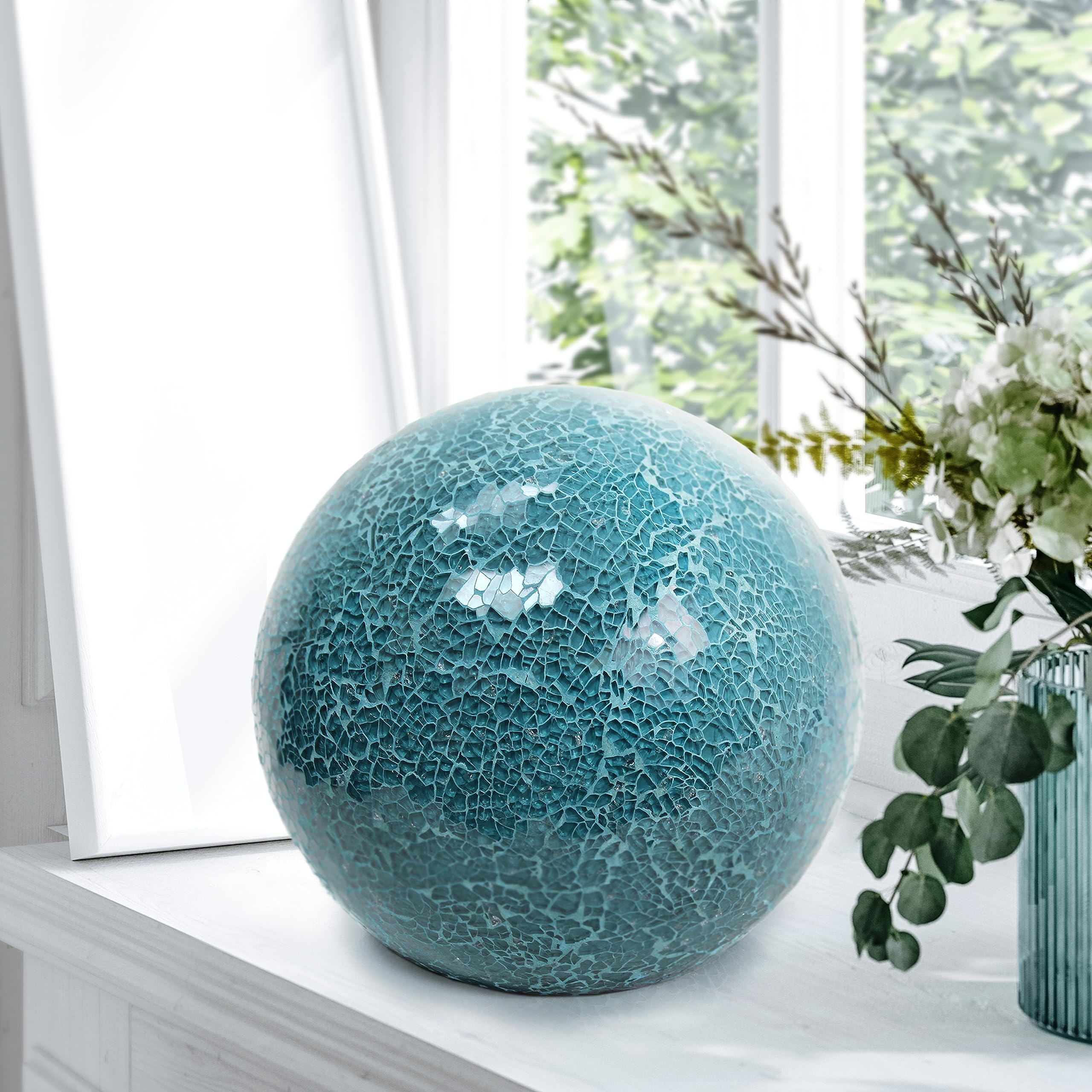 Simple Designs Lt3302-Tel 1 Light Mosaic Stone Ball Table Lamp, Teal, 8 X 8 X 7.75