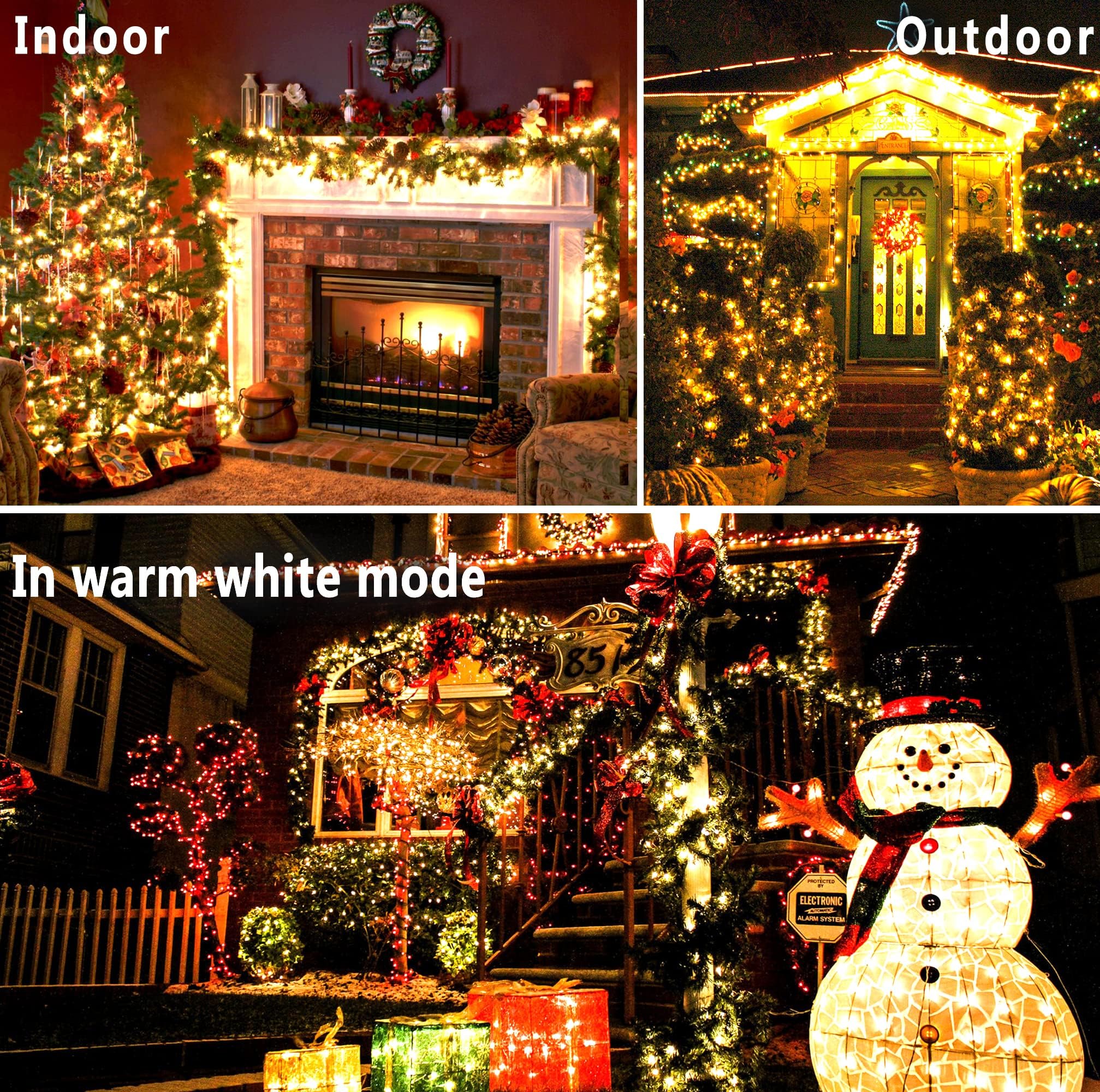 Knonew 472Ft 1200 Christmas Lights Outdoor Clear Wire Color Changing String Lights With 11 Modes & Timer Dimmable Fairy Light For Xmas Tree Roof Yard Wedding Decorations(Warm White To Multicolor)