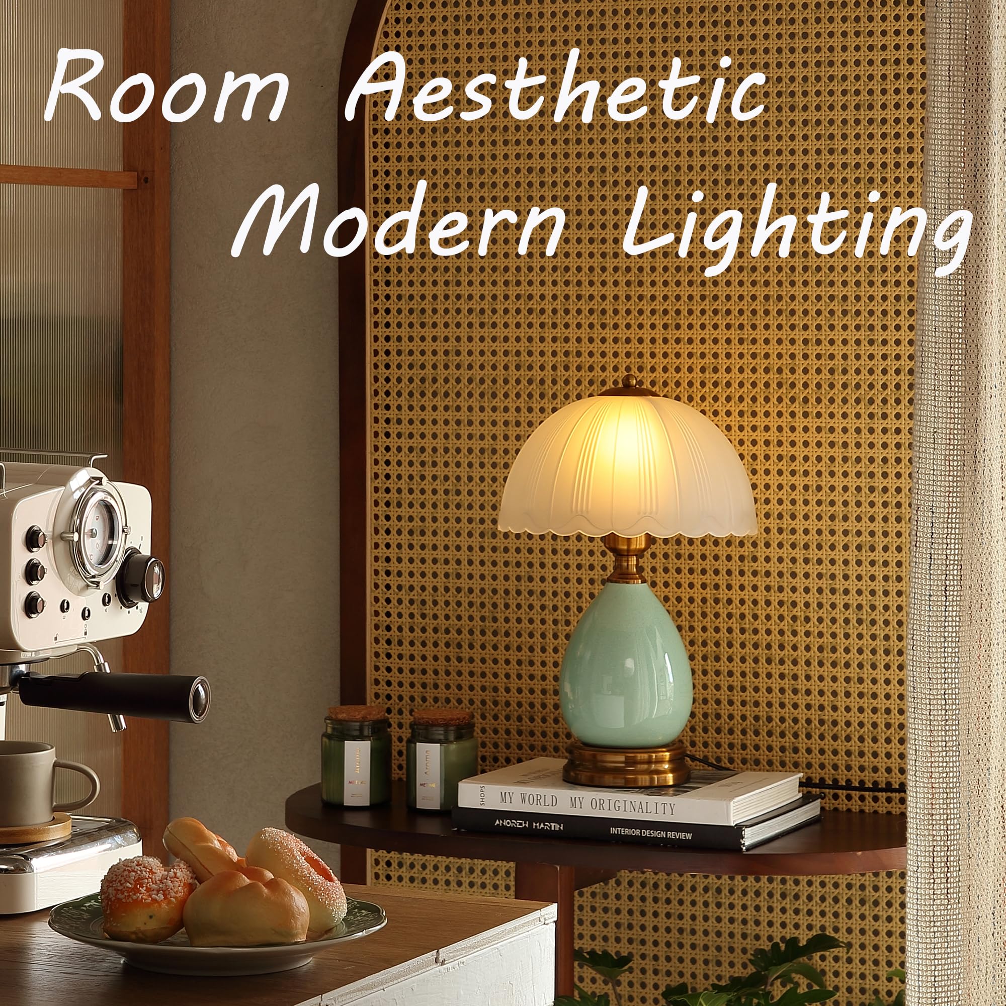 Glivpny Vintage Lamp Bedroom Lamps,16'' Mid Century Modern Table Lamps For Living Room,Retro Bedside Nightstand Traditional Lamp