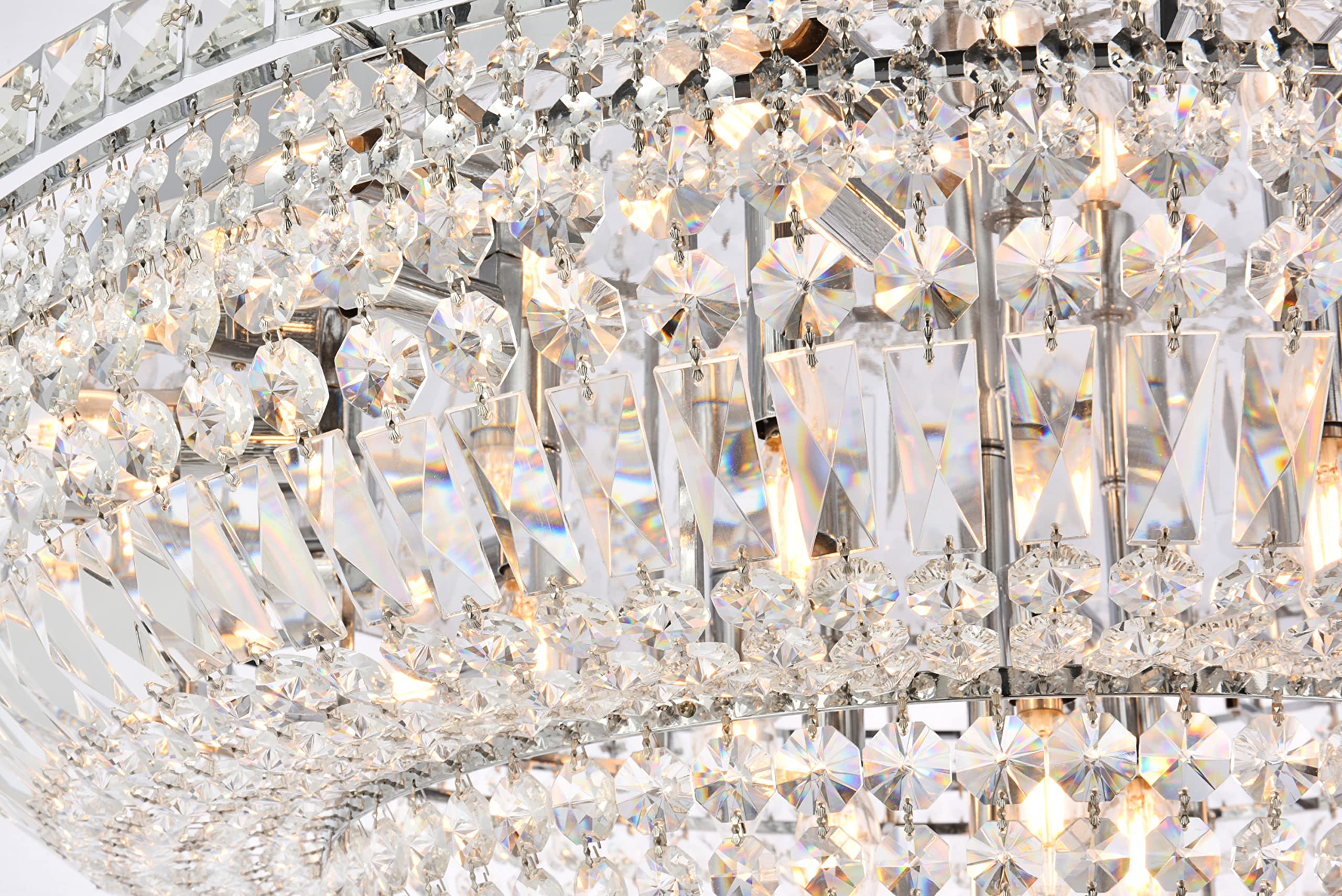 Elegant Lighting Tranquil - Twenty-One Light Flush Mount-Chrome Finish-Royal Cut Crystal Type