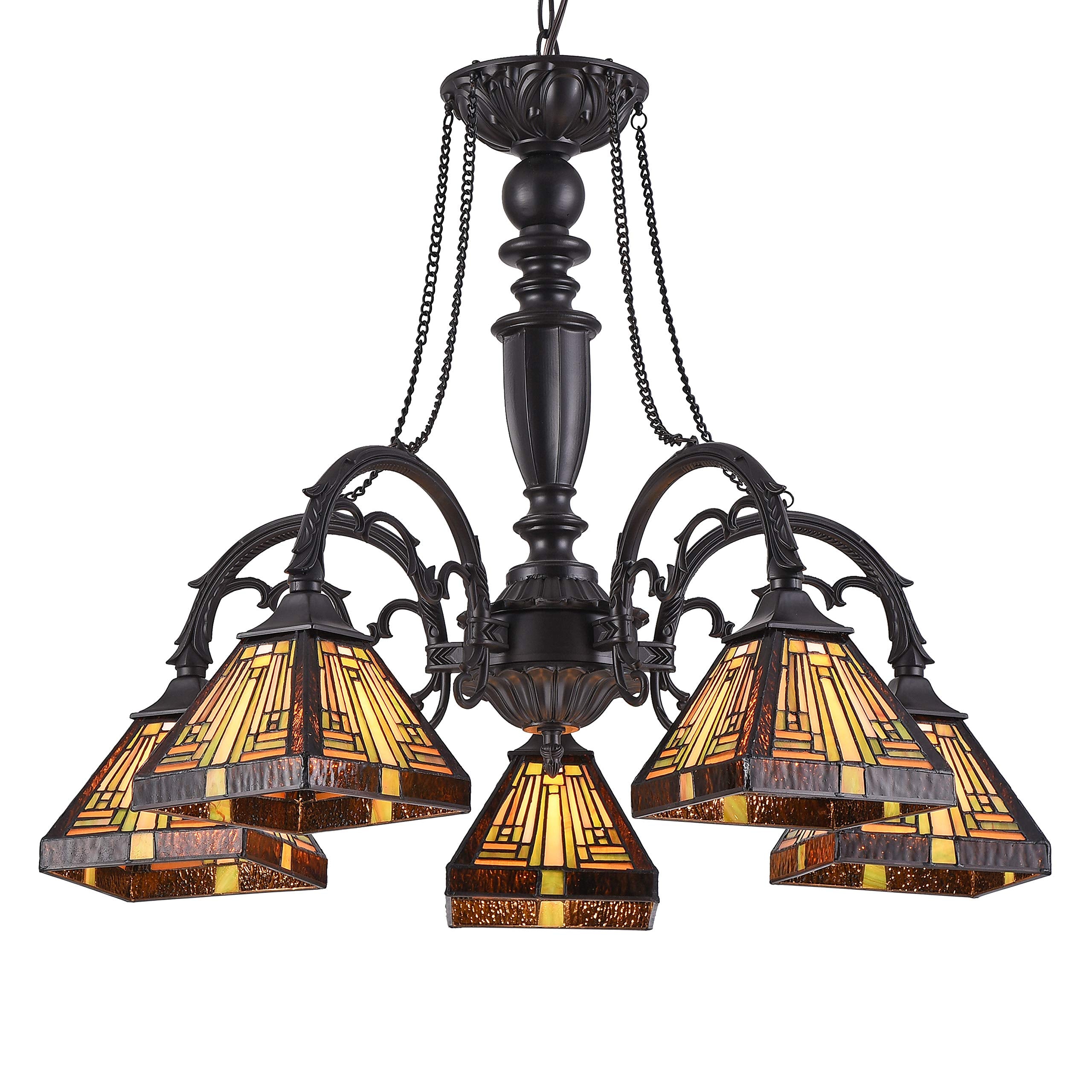 Chloe Lighting Innes Tiffany-Style Chandelier, 5 Light, 27in Wide, Stained Glass, Model CH33359MR27-DC5