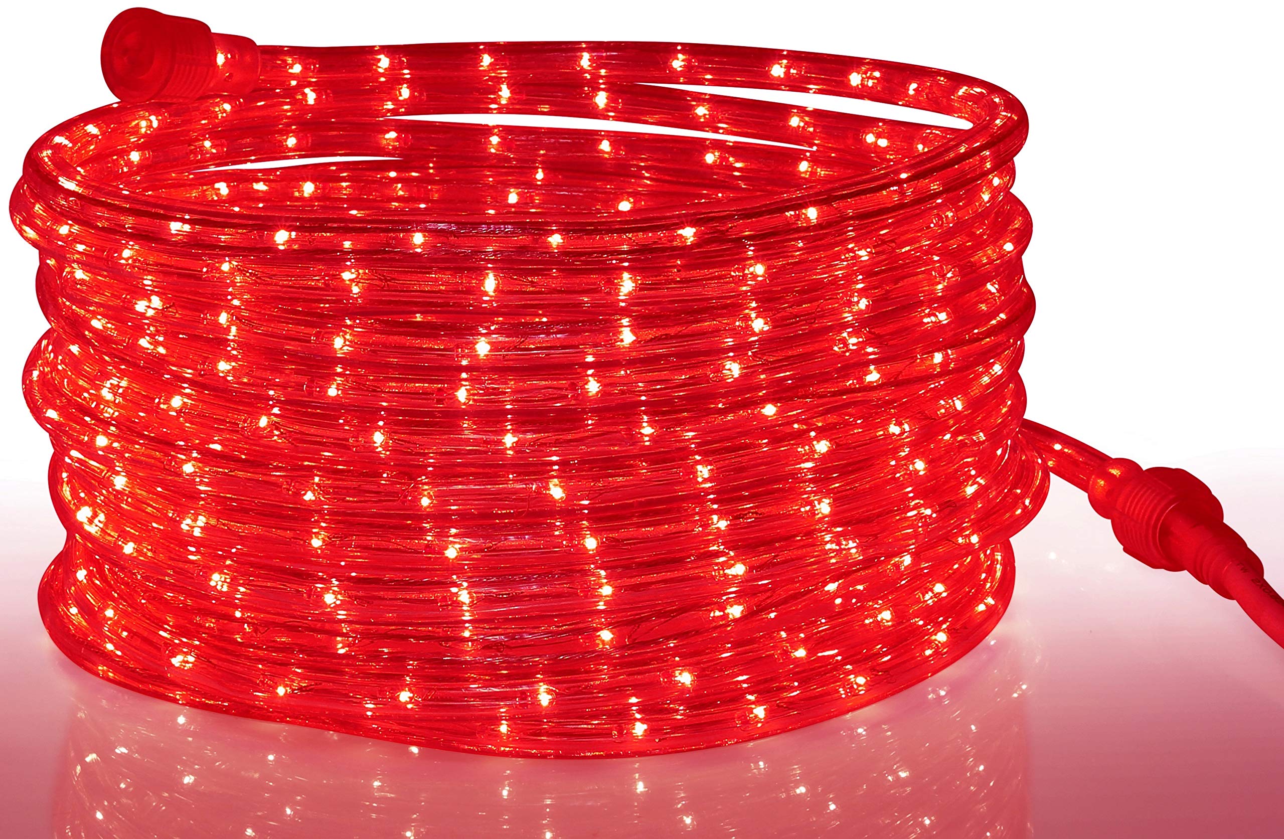 Tupkee LED Rope Light - 24ft Red Indoor/Outdoor Lighting, 10mm Diameter, 144 Long Life Bulbs, Model E237798
