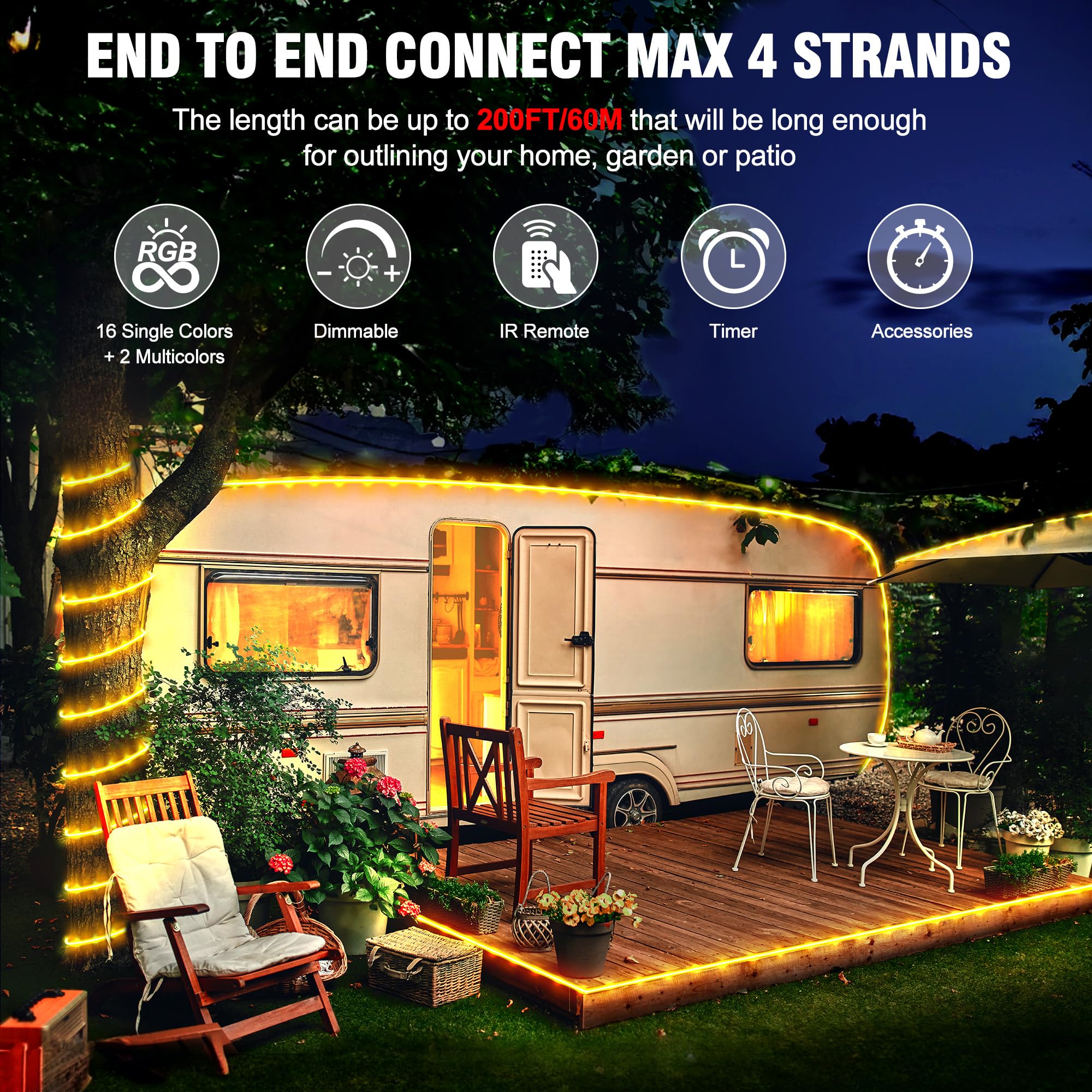 Color Changing Rope Lights Outdoor - 100Ft 300 Led Connectable Outdoor String Lights With Remote, 18 Colors Waterproof Tube Ligh