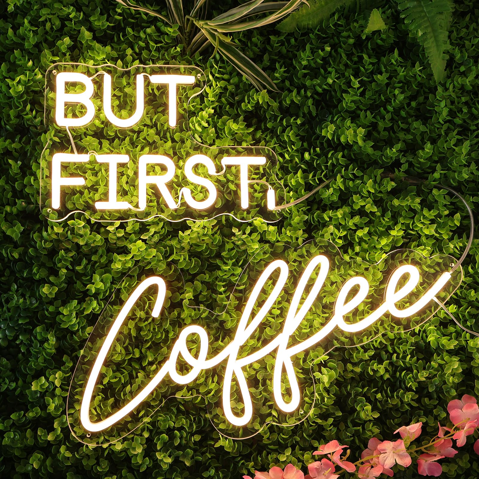 MinIeoh Neon Sign - But First Coffee - Dimmable Warm White LED - 17x16in - Silicone - Model FTNHD-BFCOFFEE