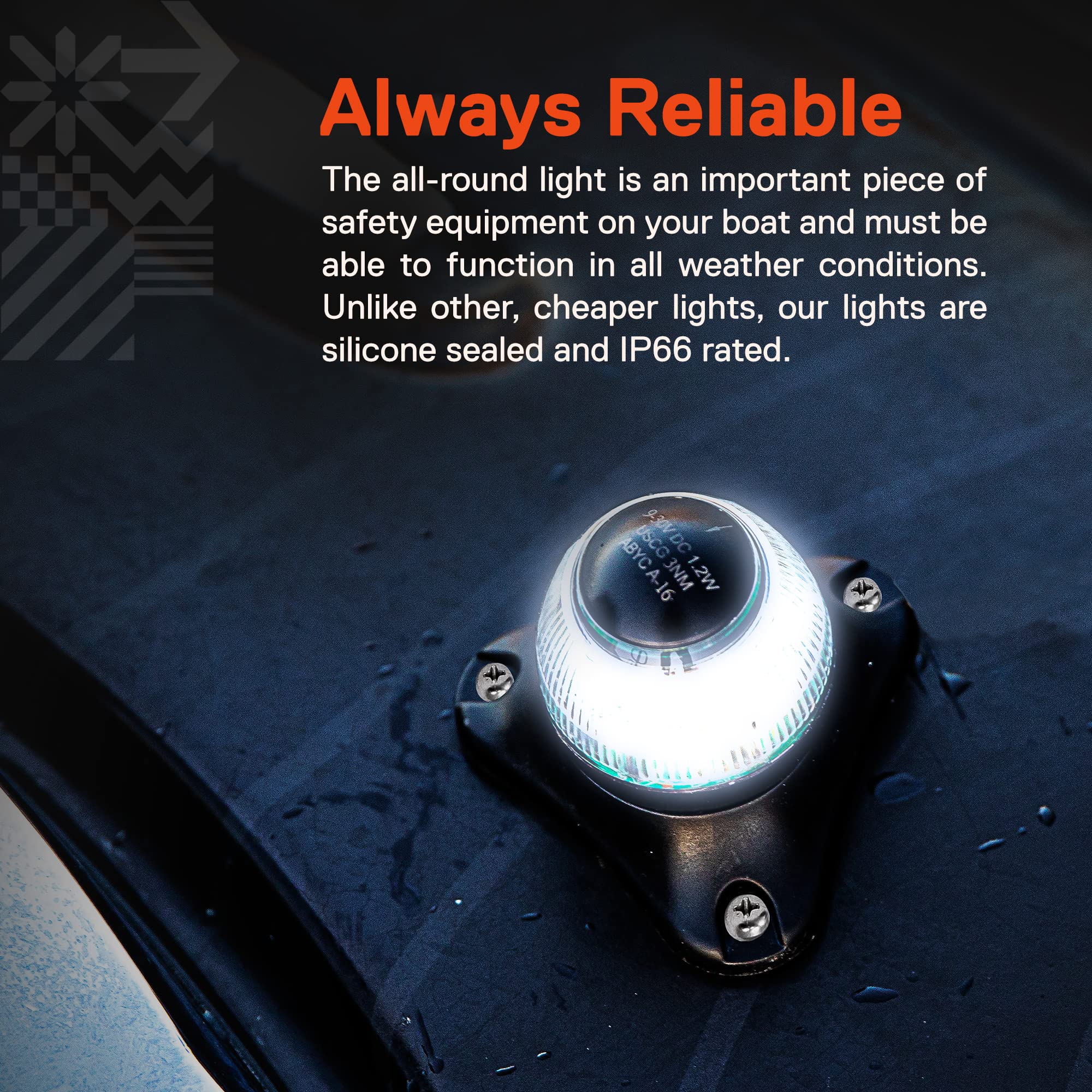 ONLINE LED STORE TRUE MODS 12-24V LED Marine Navigation Anchor Light - 3NM Waterproof Surface Mount - 3" - w/o Pole - Model SIL0011