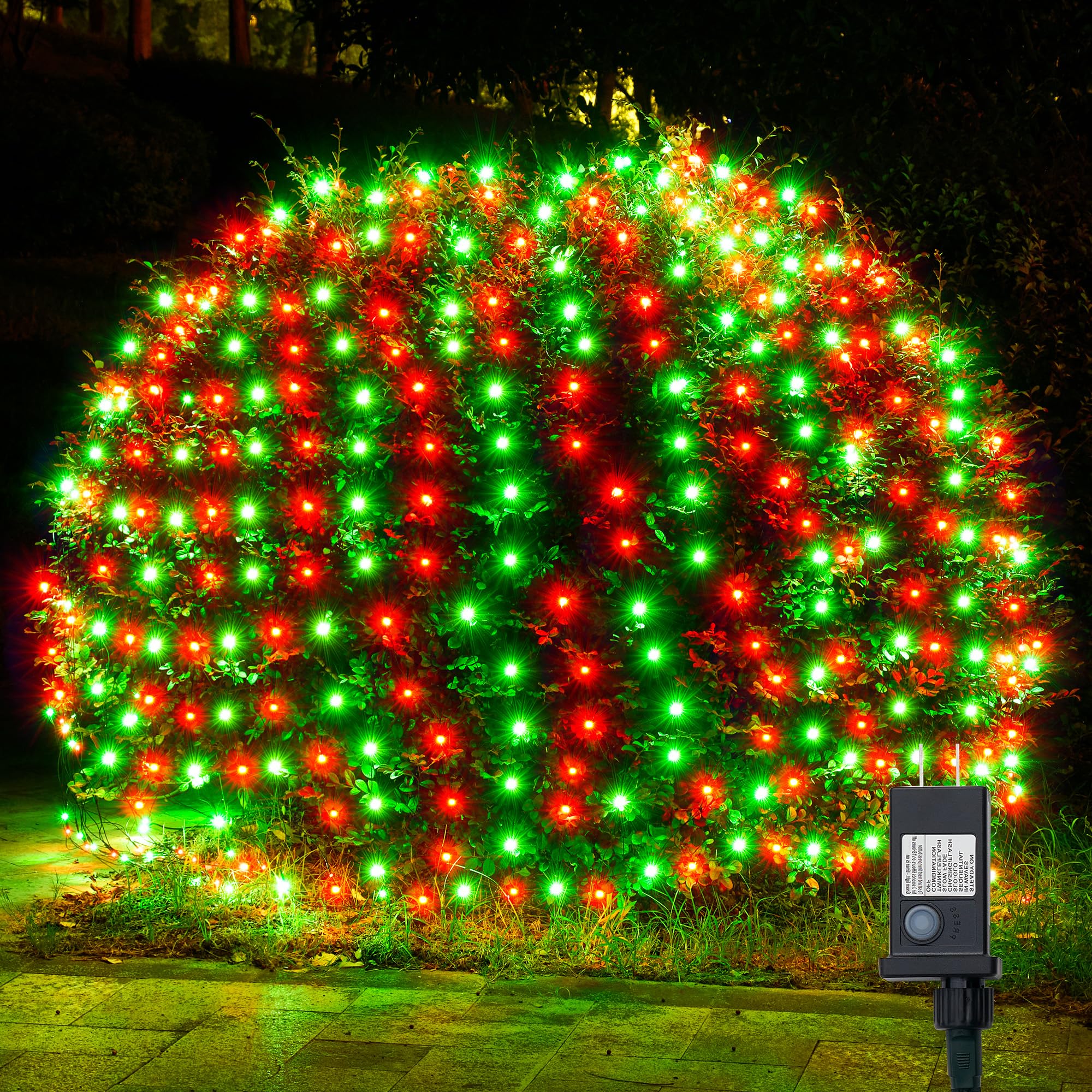 WBao Christmas Net Lights  360LED 11.5ft x 6.9ft Christmas Lights with 8 Modes  Timer  End to End Connectable  Waterproof Design for Lawn  Bushes  Trees Outdoor Xmas Decorations  Red Green