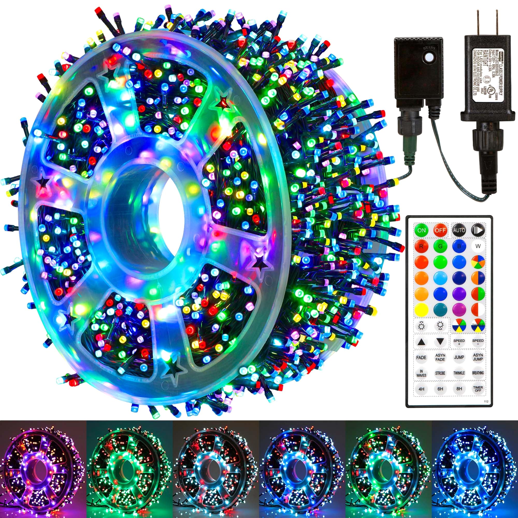164 Ft 500 Led Christmas String Lights, Waterproof Rgb String Lights With Remote Control& Timer Function, 24 Colors Changing Fai
