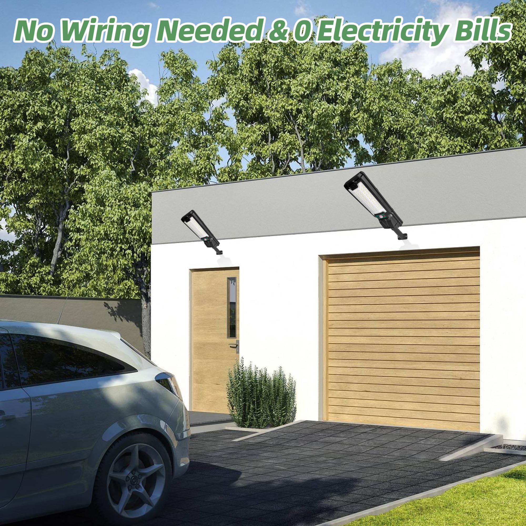 Aodpwen Solar Lights Outdoor Waterproof 2 Pack, Solar Street Lights Outdoor With Remote Control, Upgraded Wide Angle High Lumens